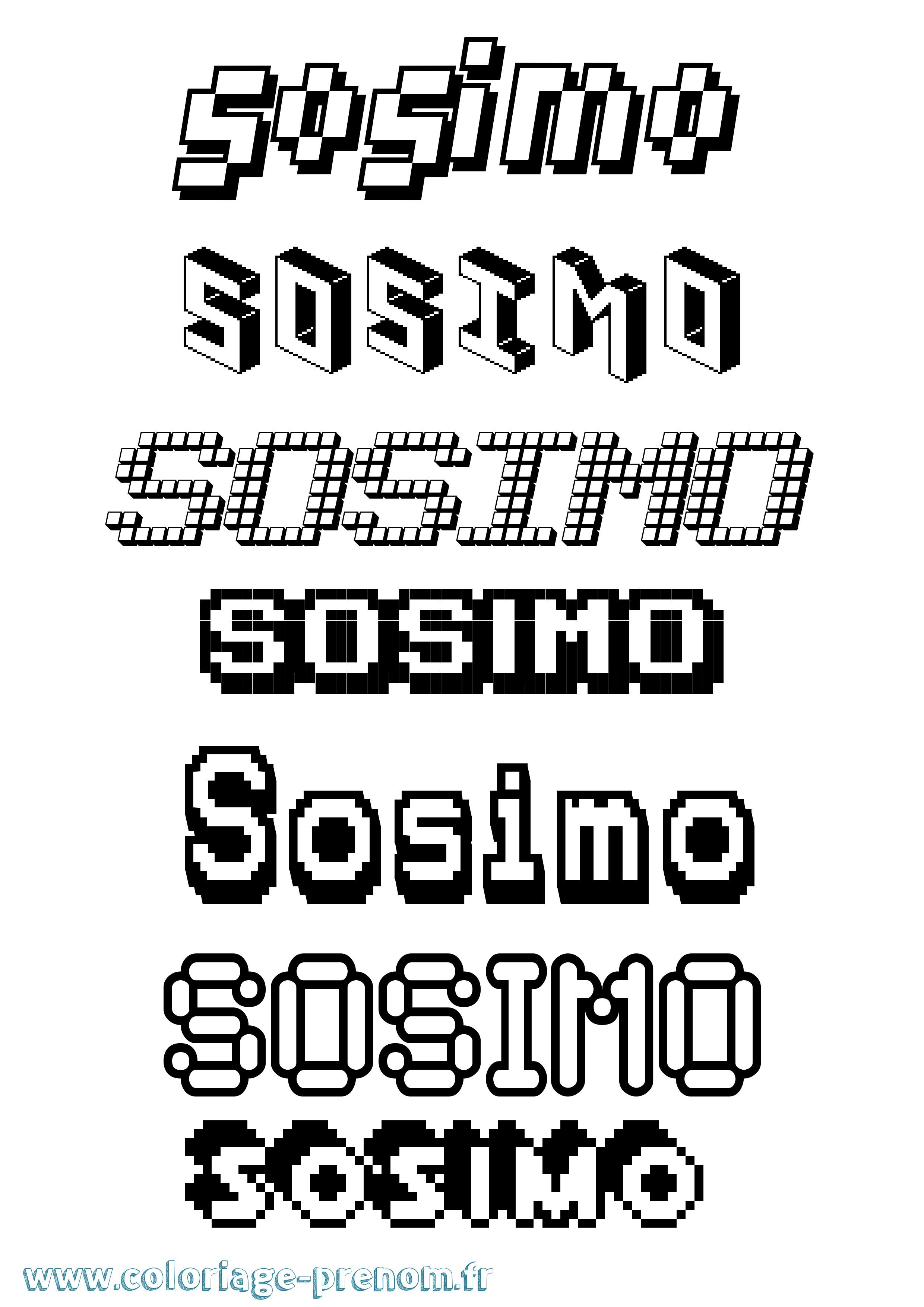 Coloriage Sosimo Pixel Coloriage prénom Sosimo Pixel