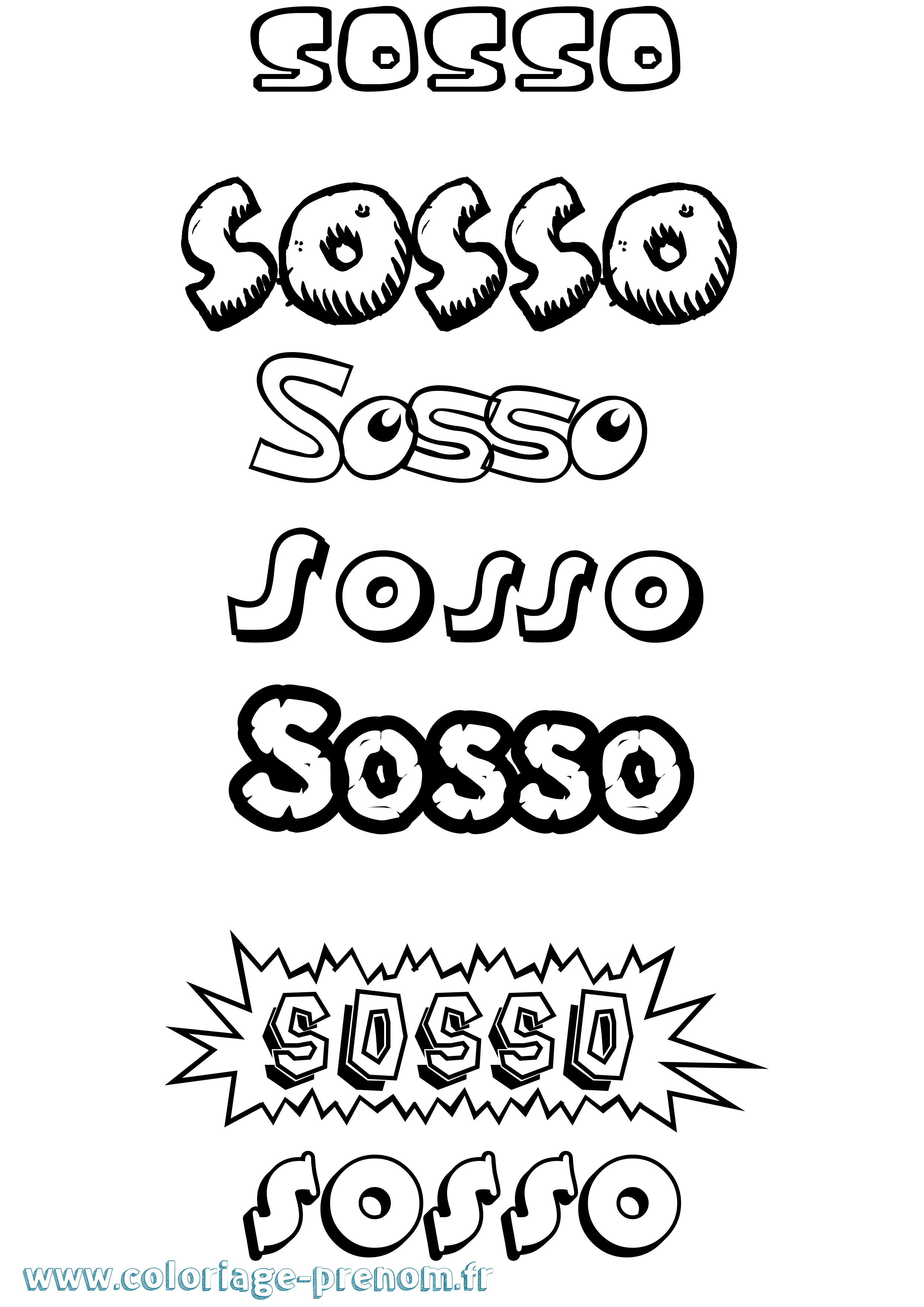 Coloriage Sosso Dessin Animé Coloriage prénom Sosso Dessin Animé