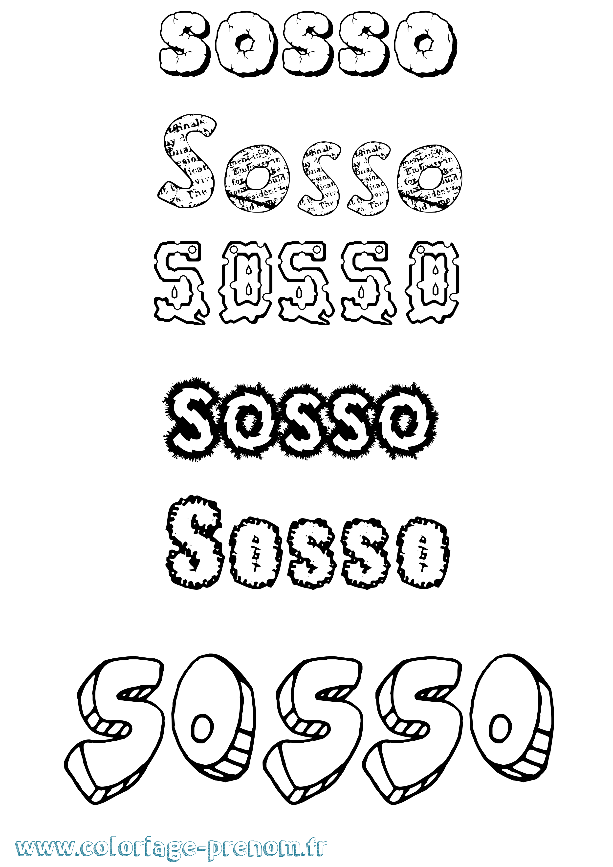 Coloriage Sosso Destructuré Coloriage prénom Sosso Destructuré