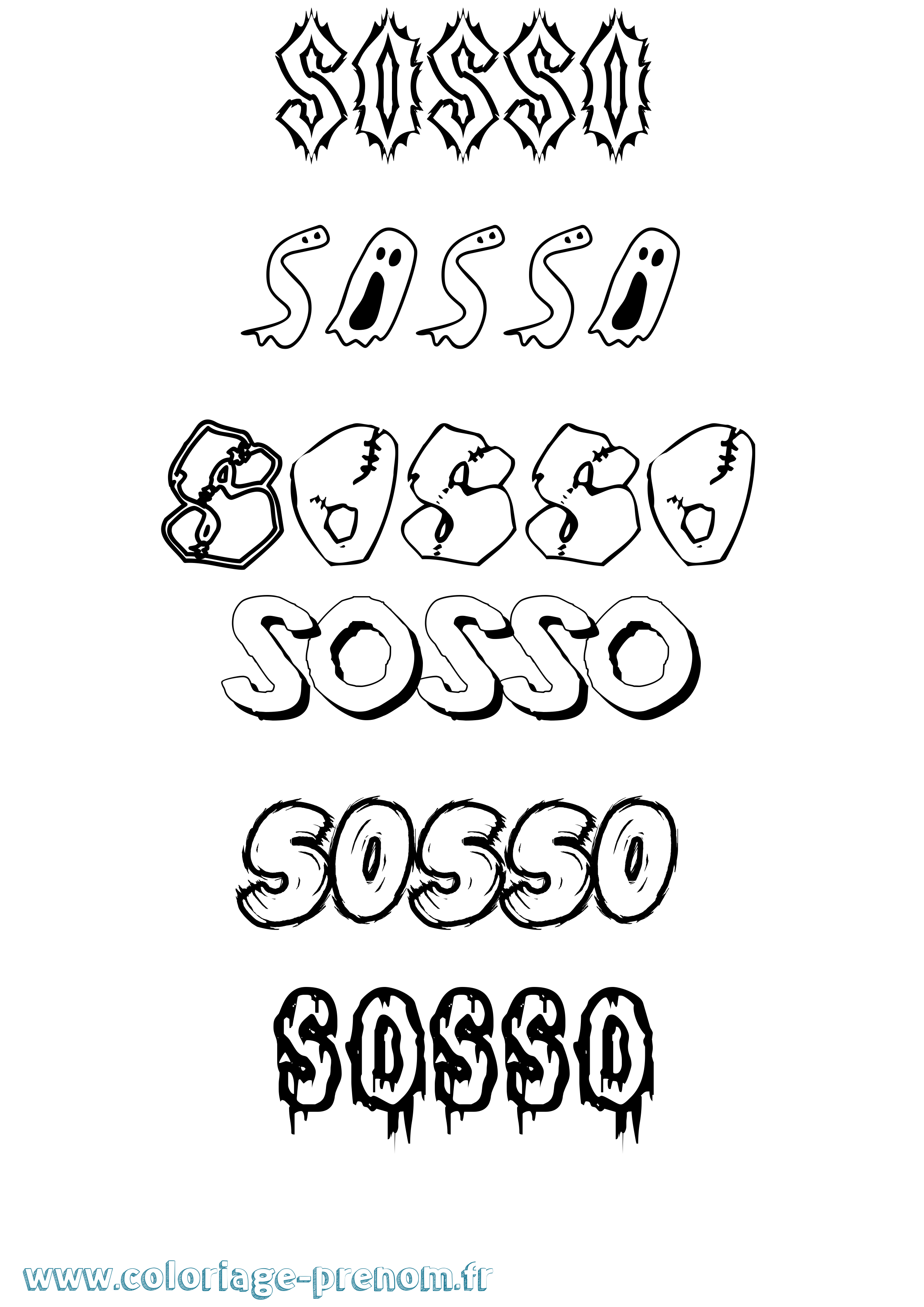 Coloriage Sosso Frisson Coloriage prénom Sosso Frisson