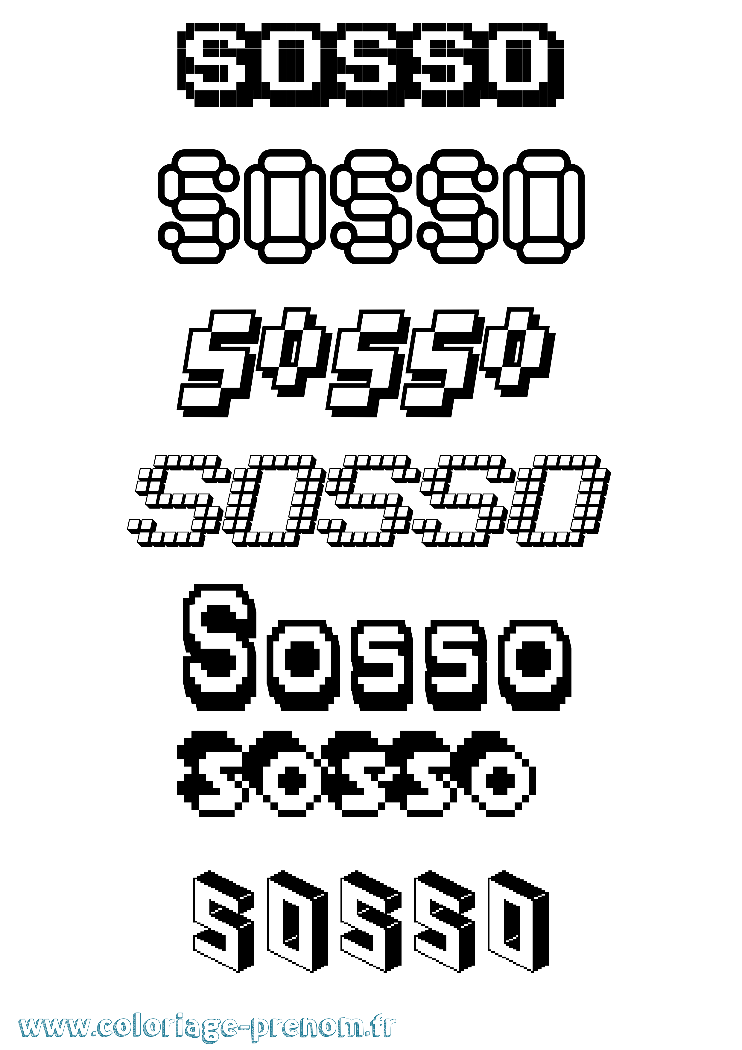 Coloriage Sosso Pixel Coloriage prénom Sosso Pixel