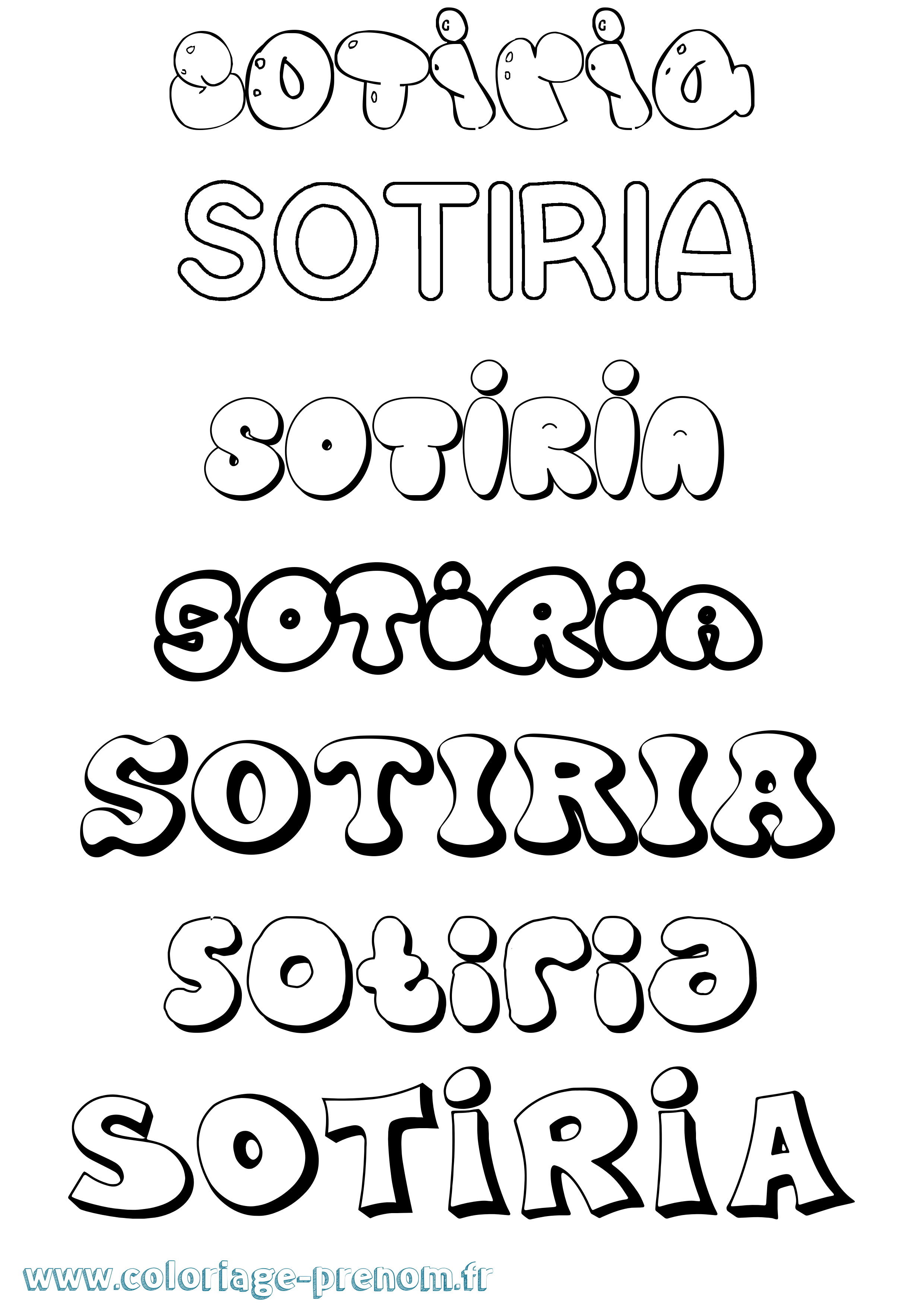 Coloriage Sotiria Bubble Coloriage prénom Sotiria Bubble