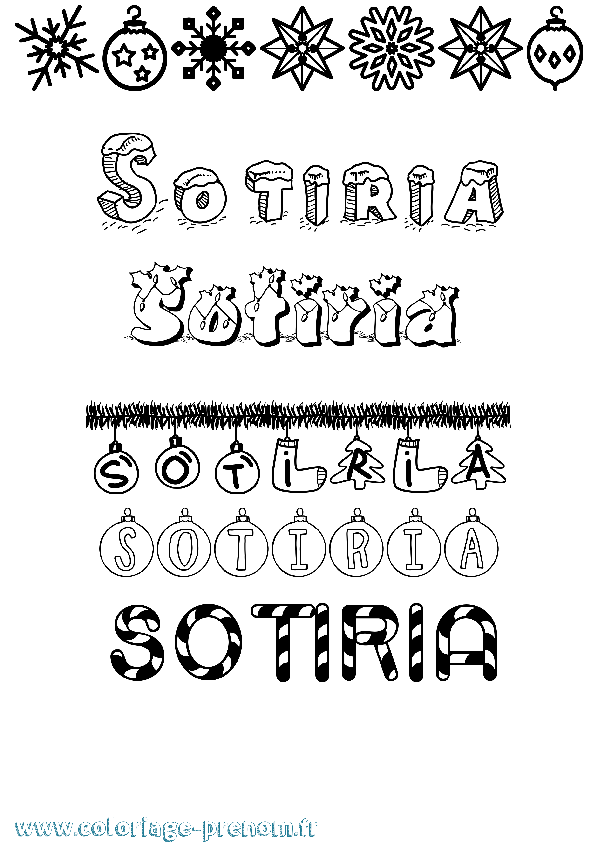 Coloriage Sotiria Noël Coloriage prénom Sotiria Noël
