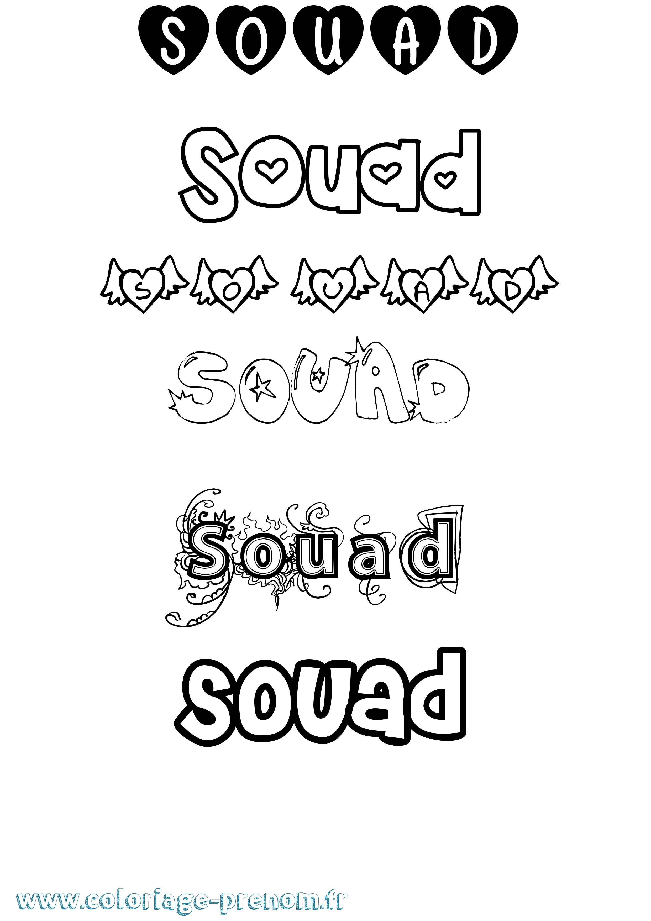 Coloriage Souad Girly Coloriage prénom Souad Girly