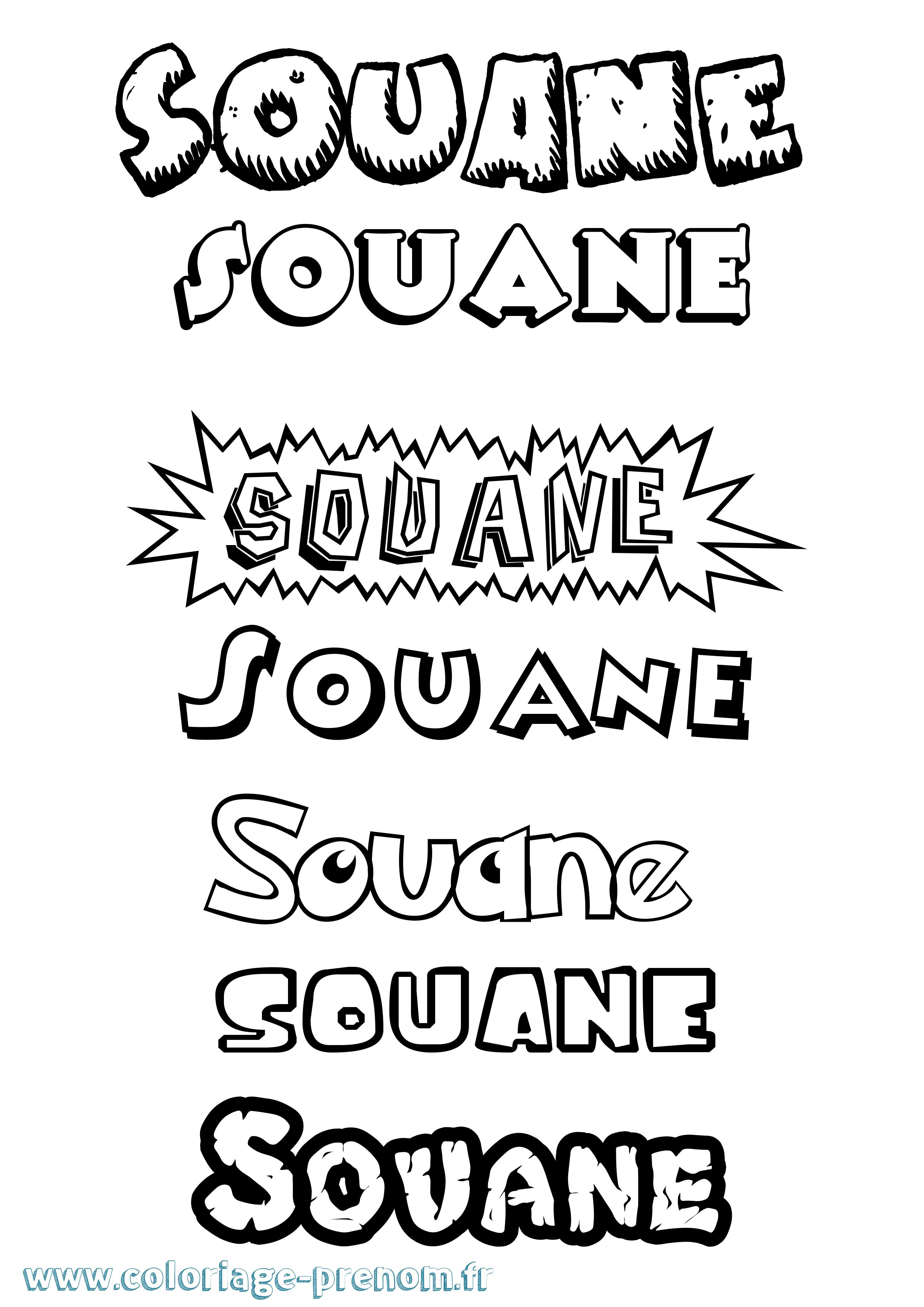 Coloriage Souane Dessin Animé Coloriage prénom Souane Dessin Animé