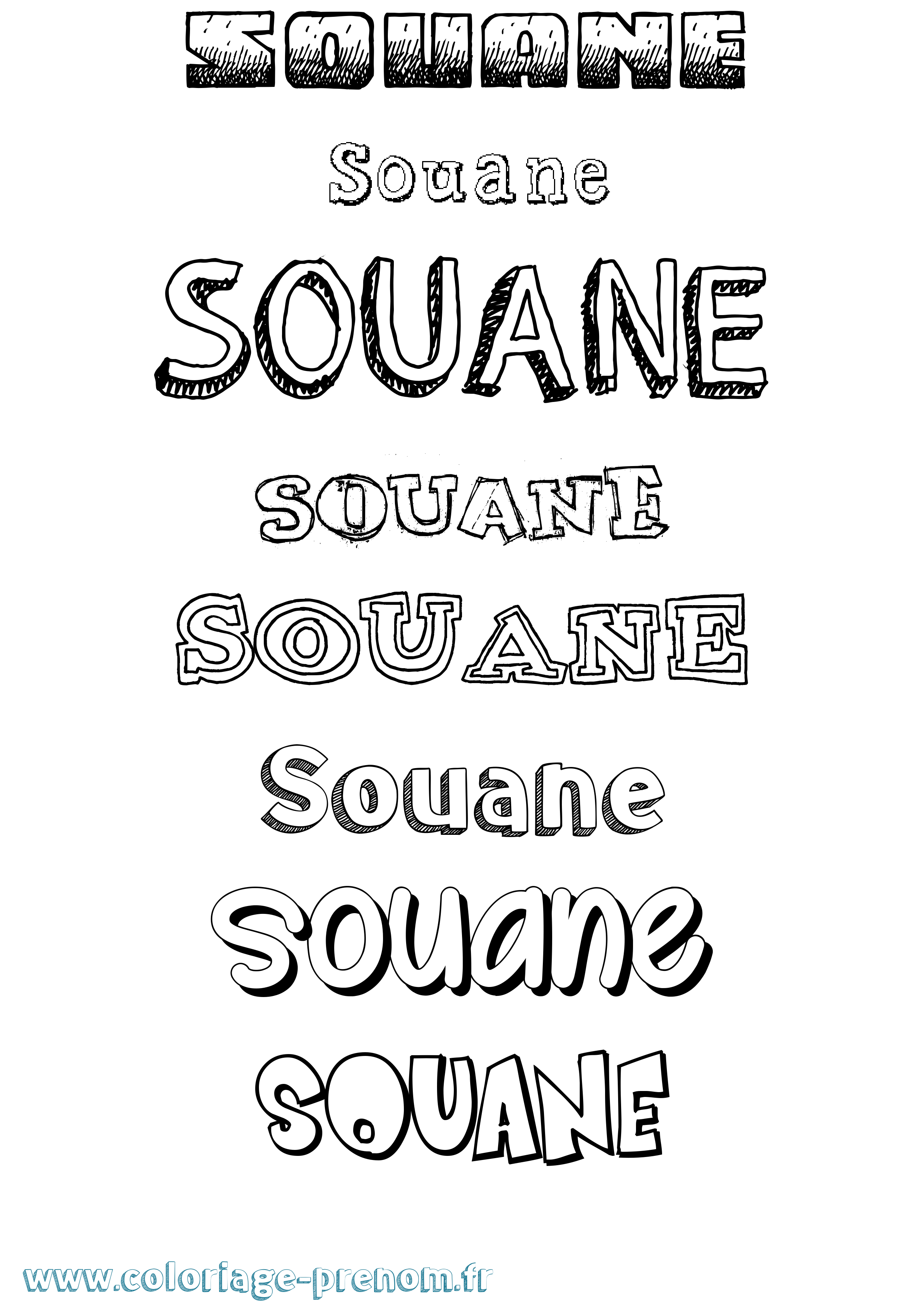 Coloriage Souane Dessiné Coloriage prénom Souane Dessiné