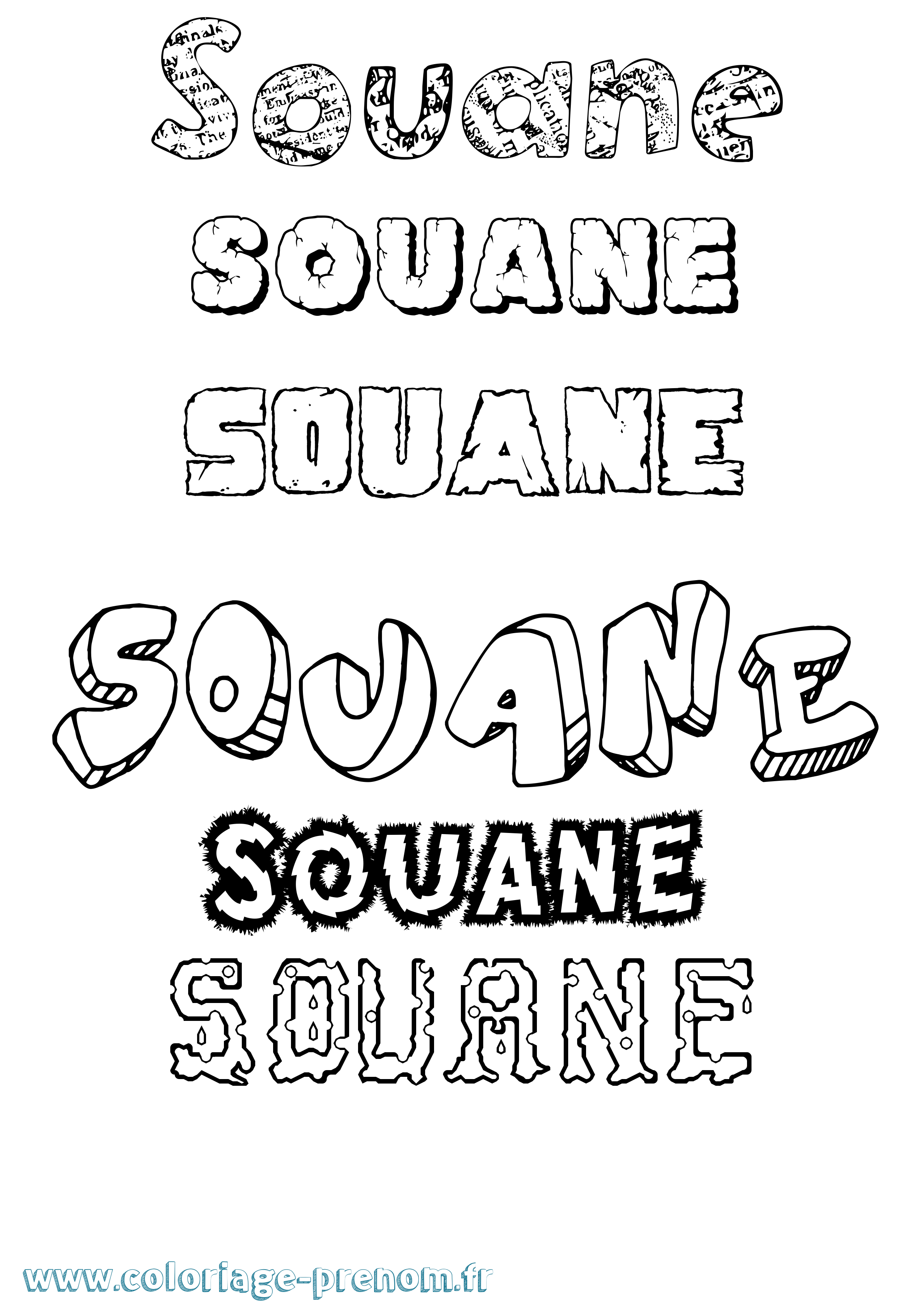 Coloriage Souane Destructuré Coloriage prénom Souane Destructuré