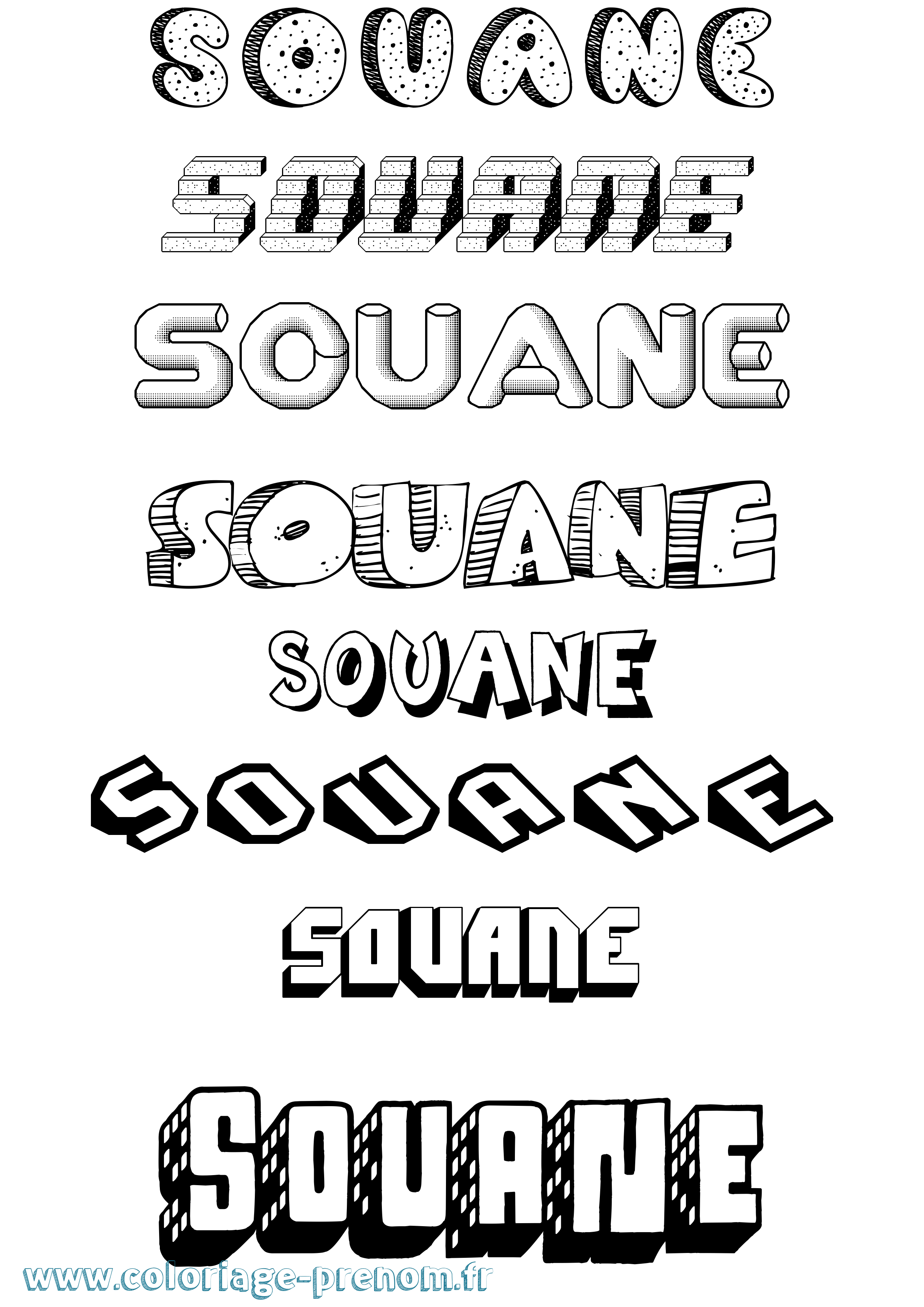 Coloriage Souane Effet 3D Coloriage prénom Souane Effet 3D