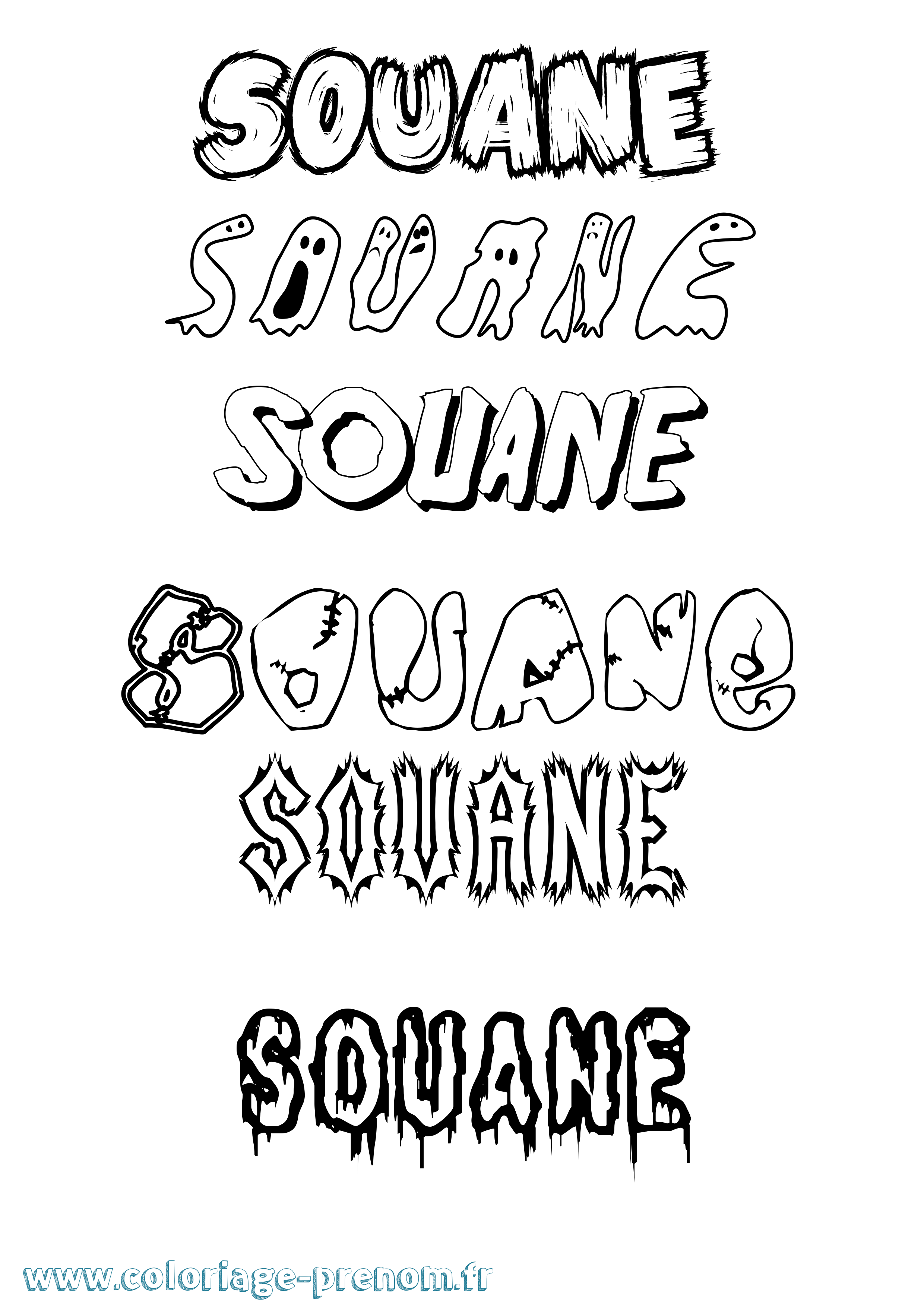 Coloriage Souane Frisson Coloriage prénom Souane Frisson
