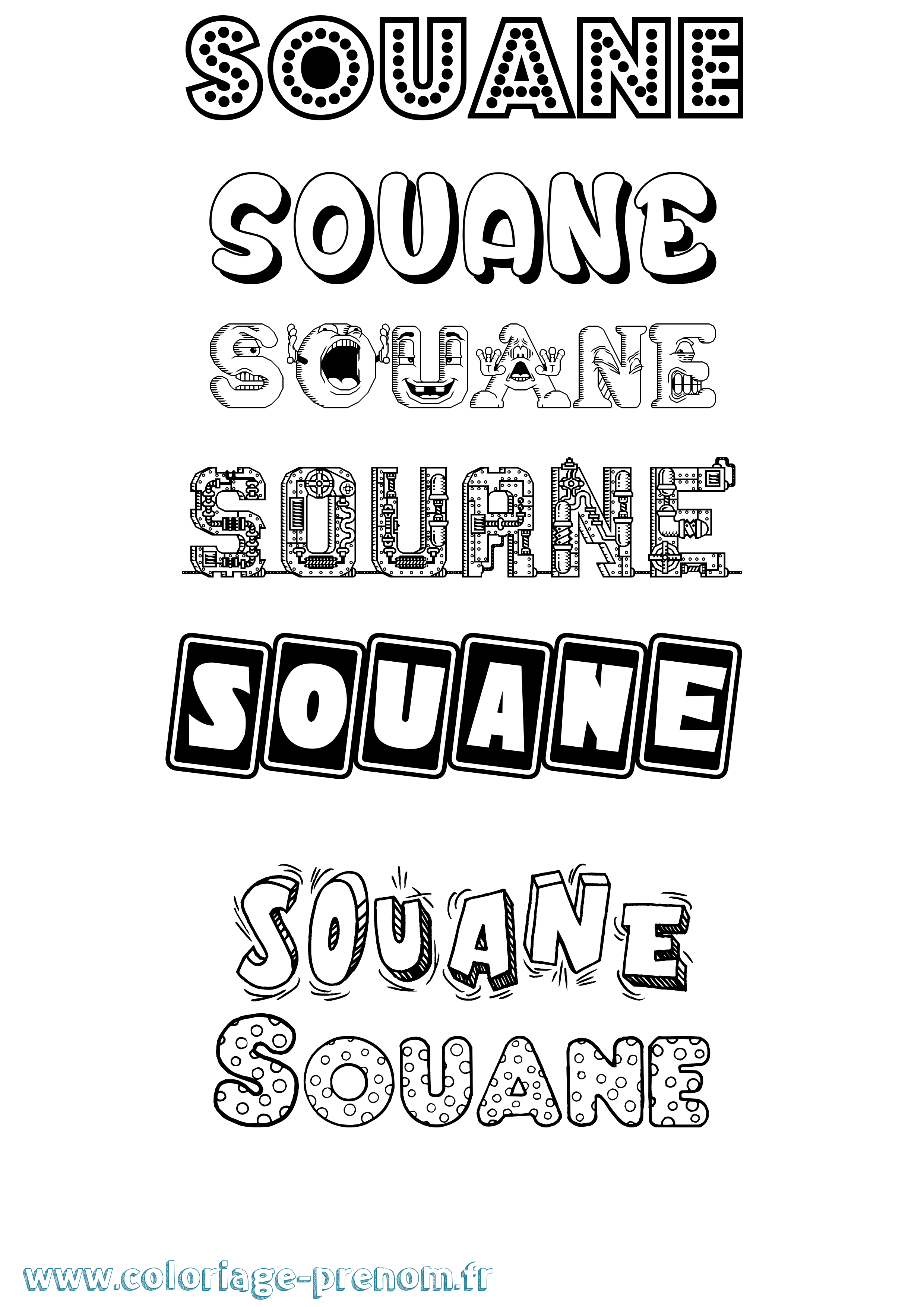 Coloriage Souane Fun Coloriage prénom Souane Fun