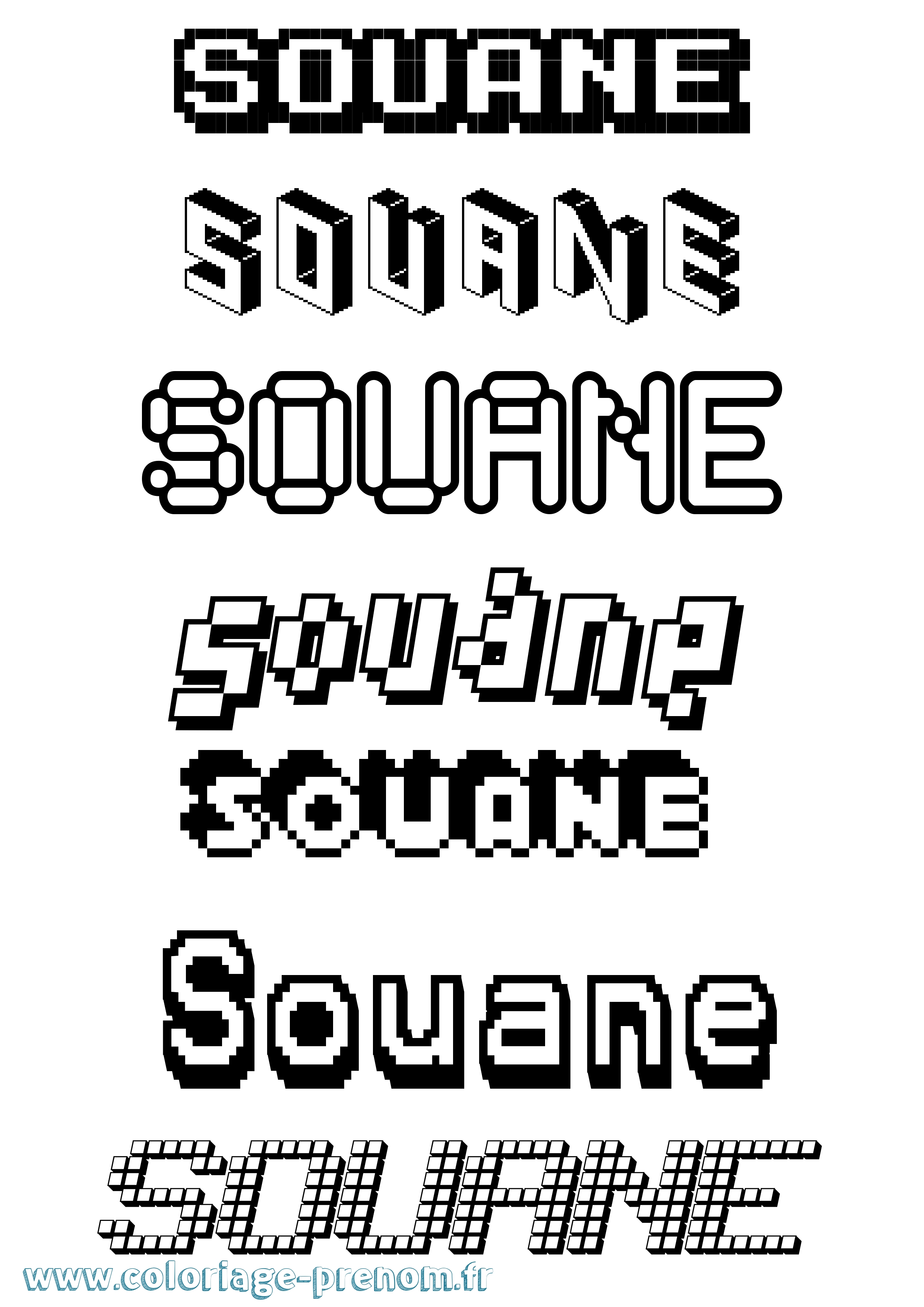 Coloriage Souane Pixel Coloriage prénom Souane Pixel