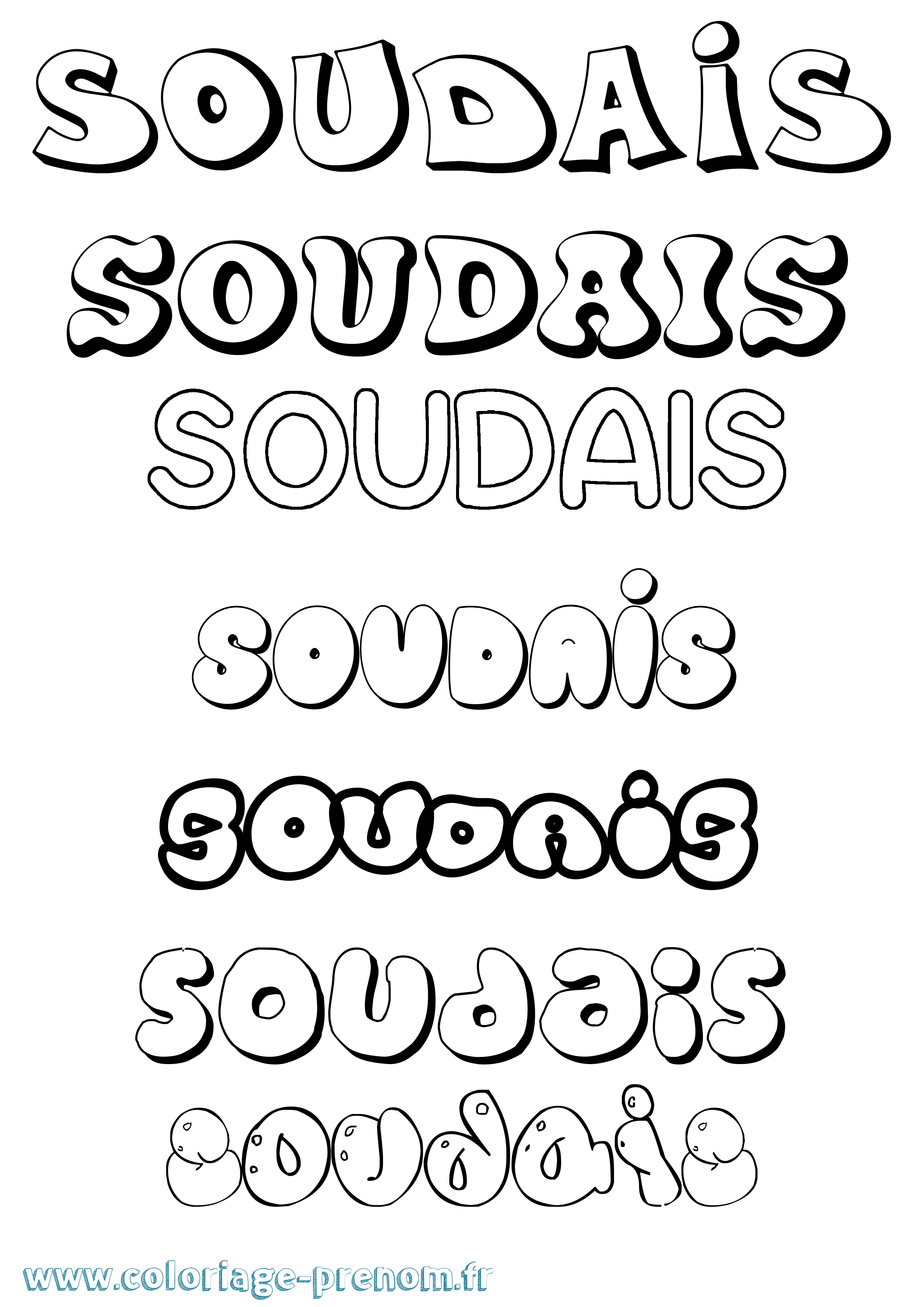 Coloriage Soudais Bubble Coloriage prénom Soudais Bubble