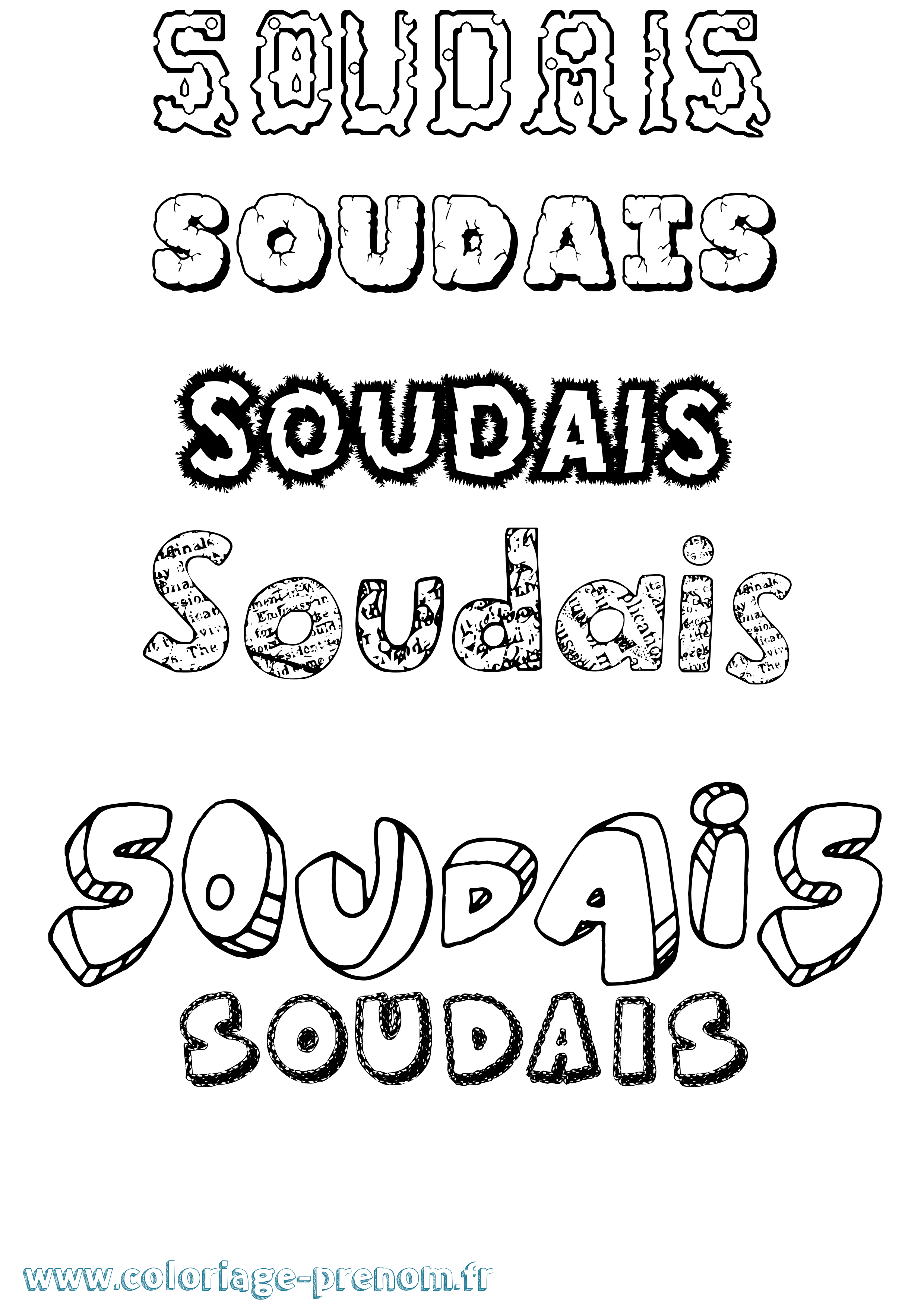 Coloriage Soudais Destructuré Coloriage prénom Soudais Destructuré