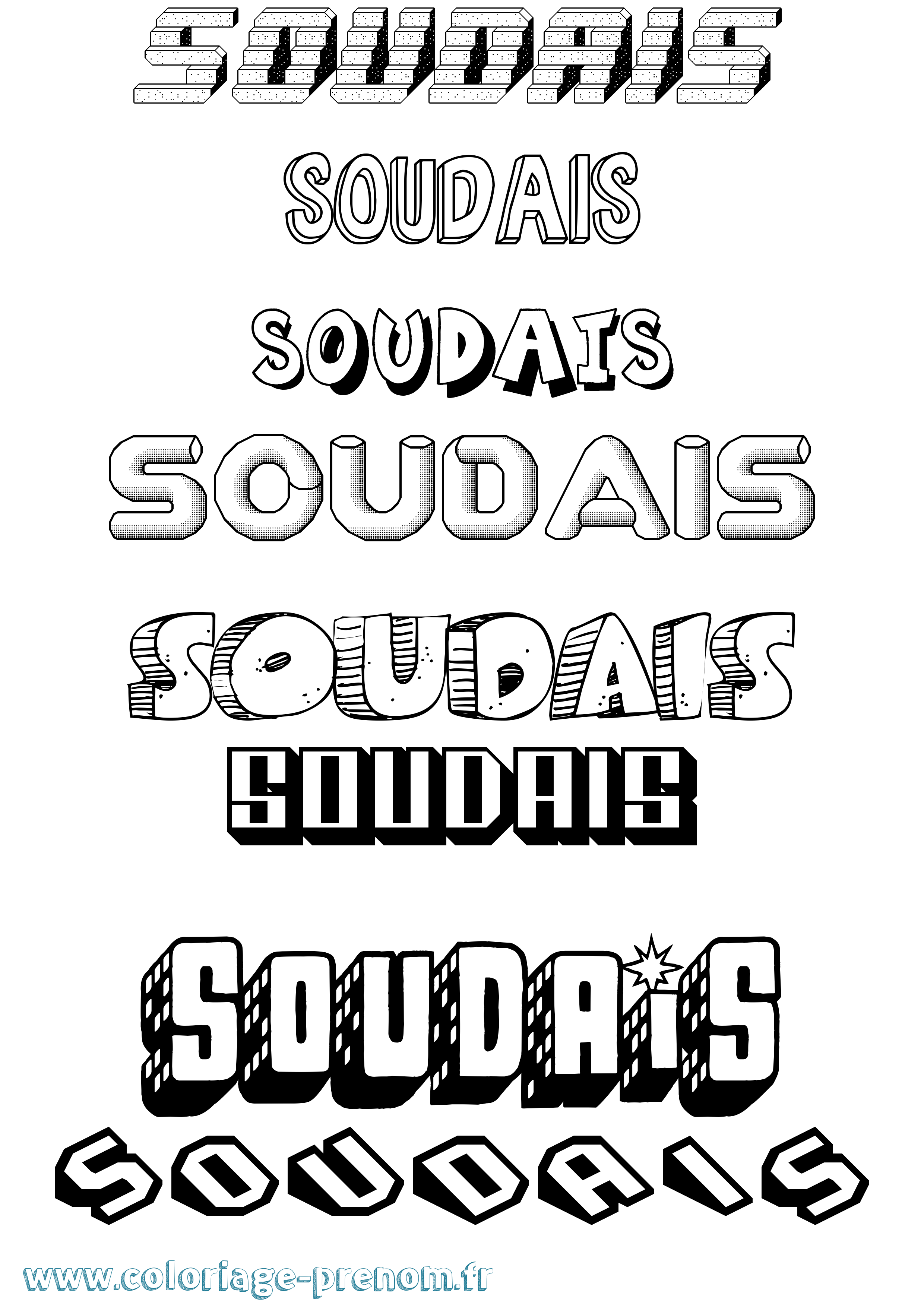 Coloriage Soudais Effet 3D Coloriage prénom Soudais Effet 3D