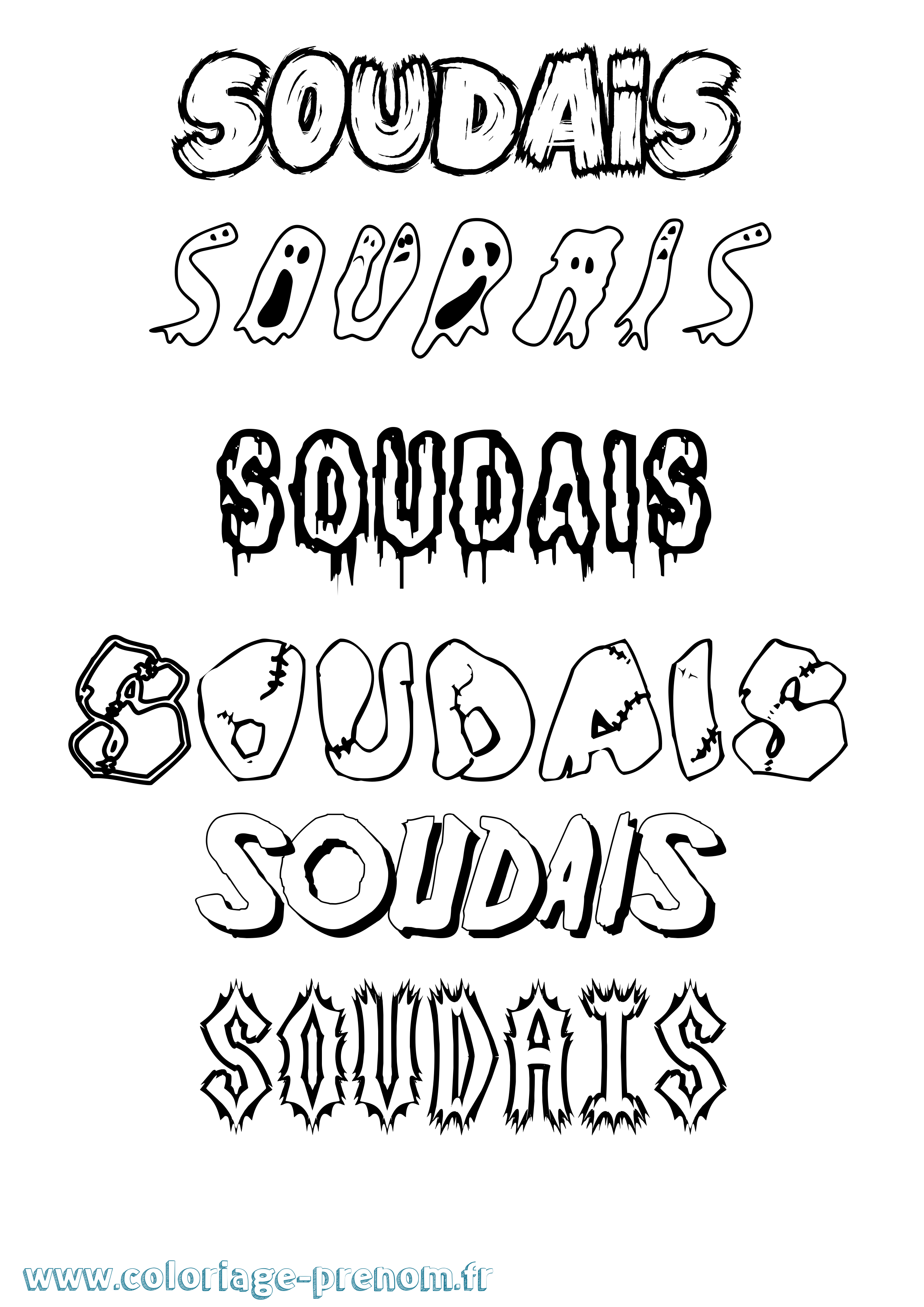 Coloriage Soudais Frisson Coloriage prénom Soudais Frisson