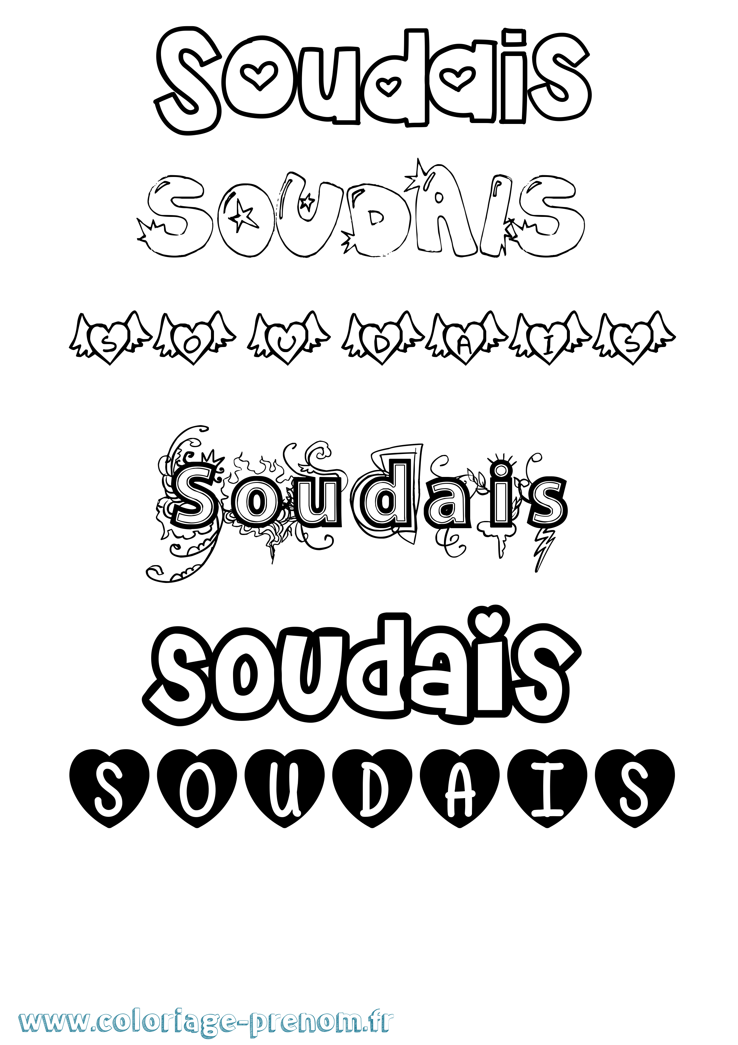 Coloriage Soudais Girly Coloriage prénom Soudais Girly