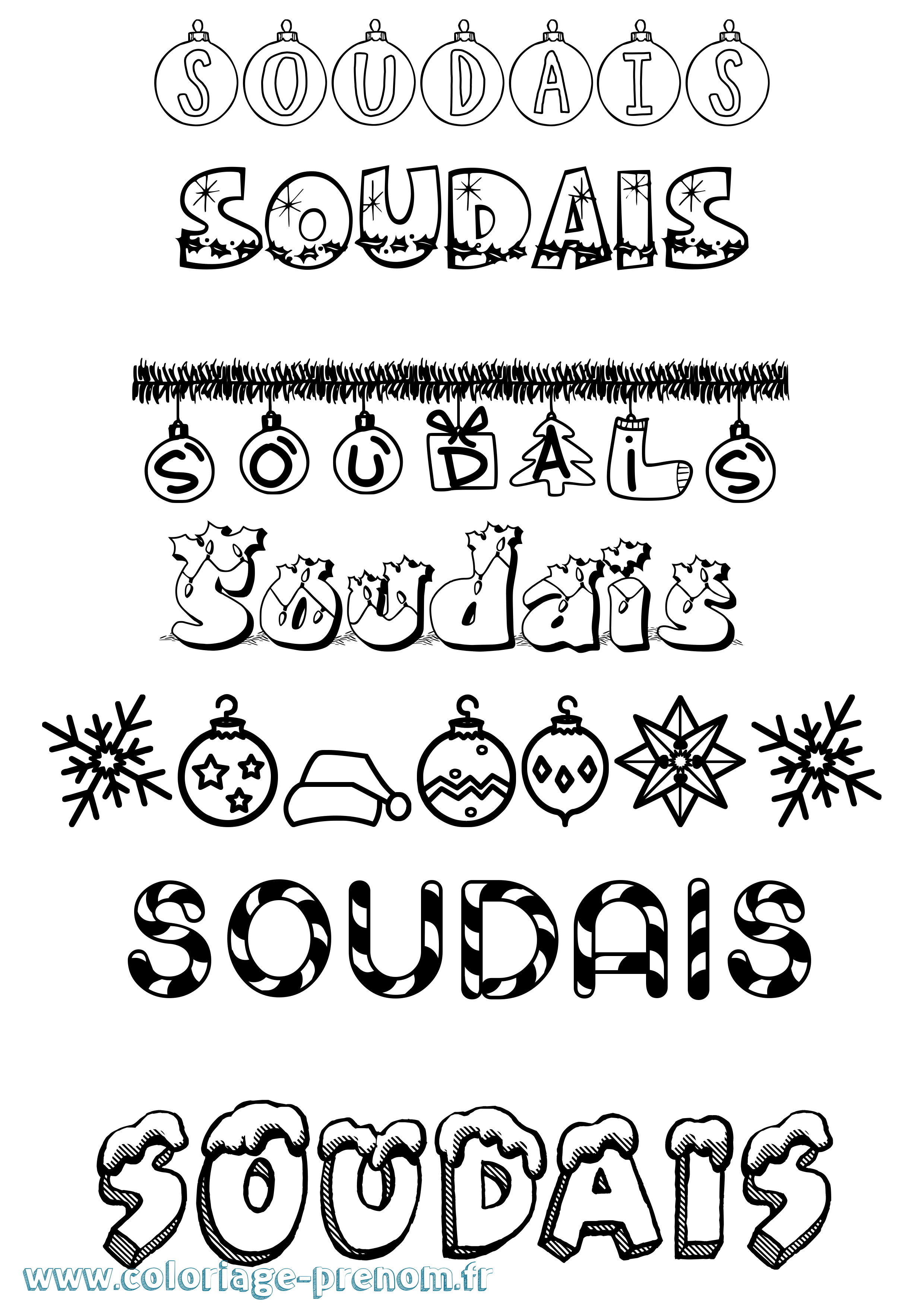 Coloriage Soudais Noël Coloriage prénom Soudais Noël