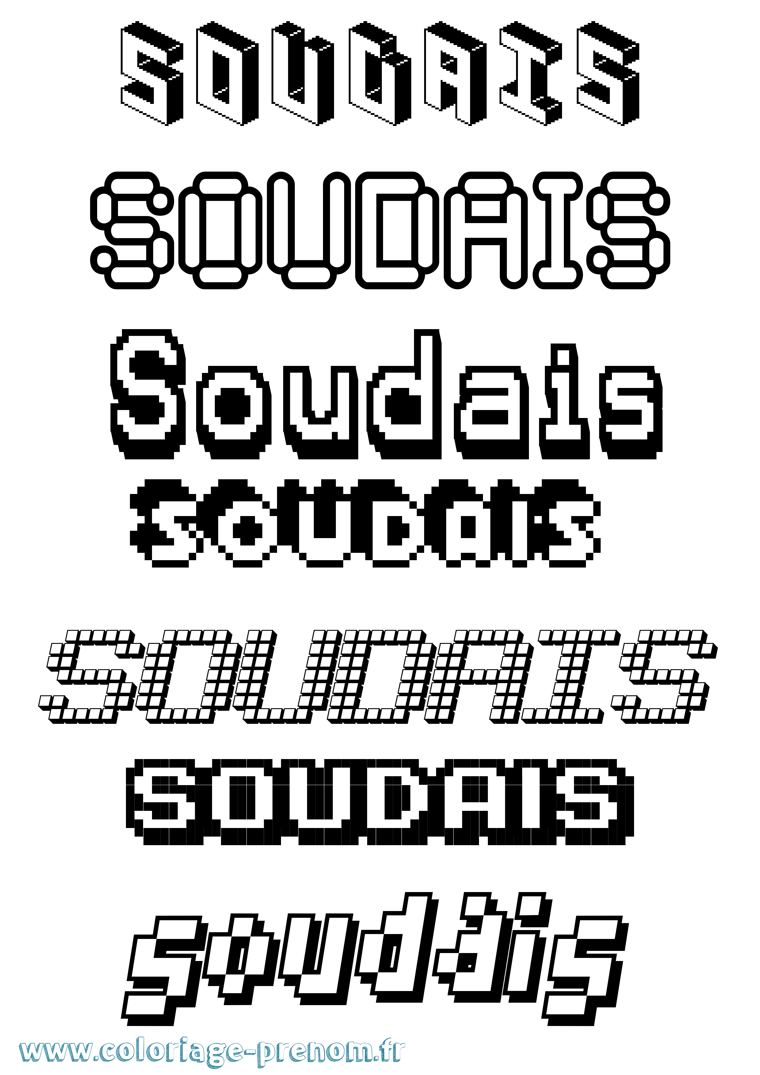Coloriage Soudais Pixel Coloriage prénom Soudais Pixel