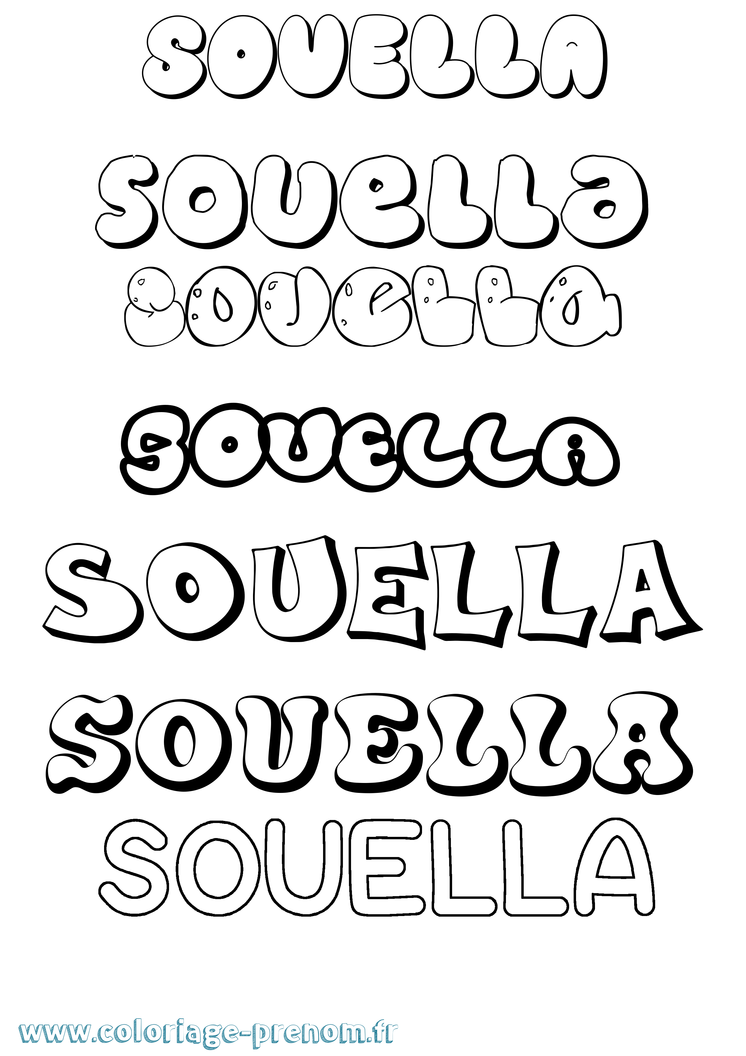 Coloriage Souella Bubble Coloriage prénom Souella Bubble