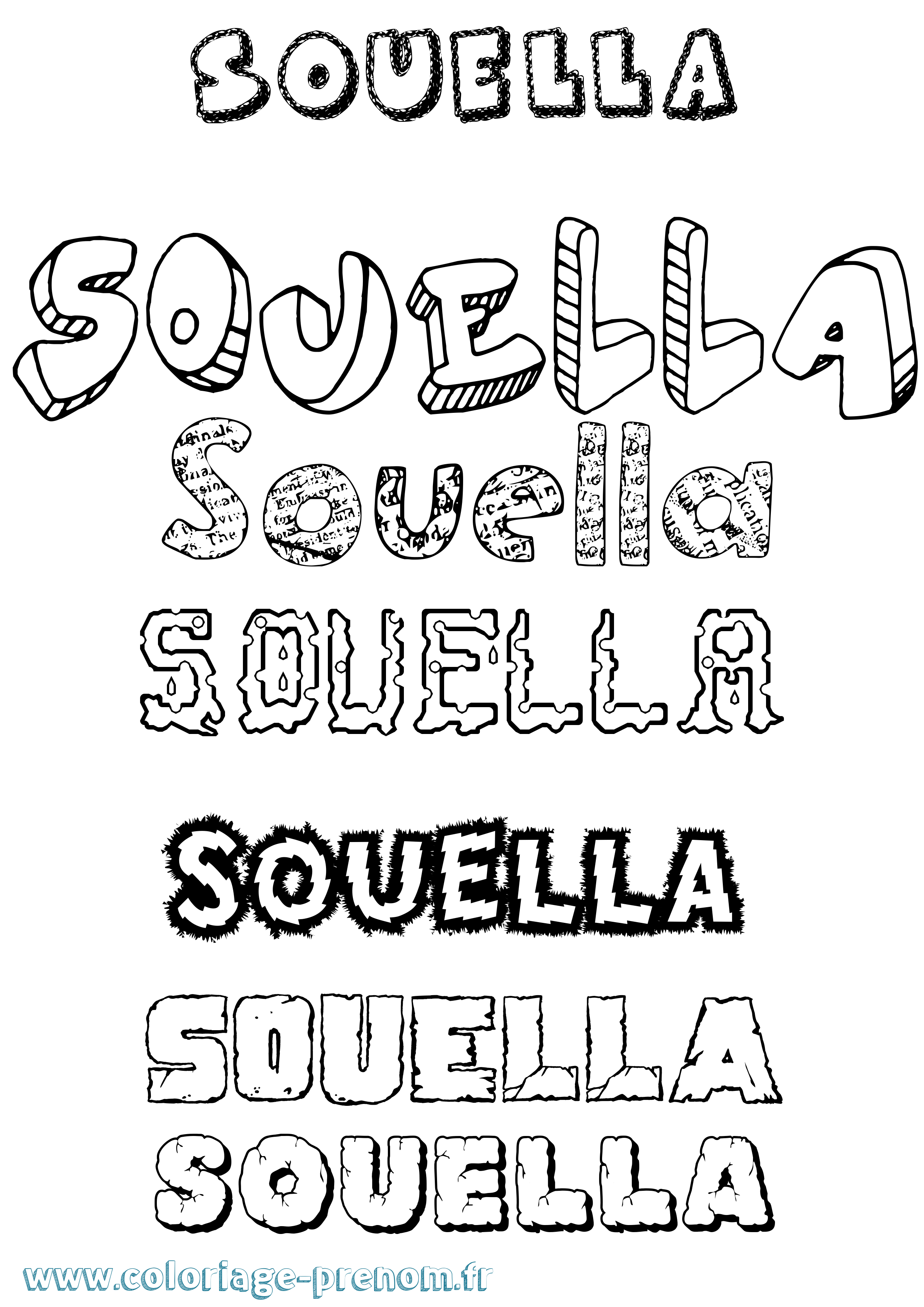 Coloriage Souella Destructuré Coloriage prénom Souella Destructuré