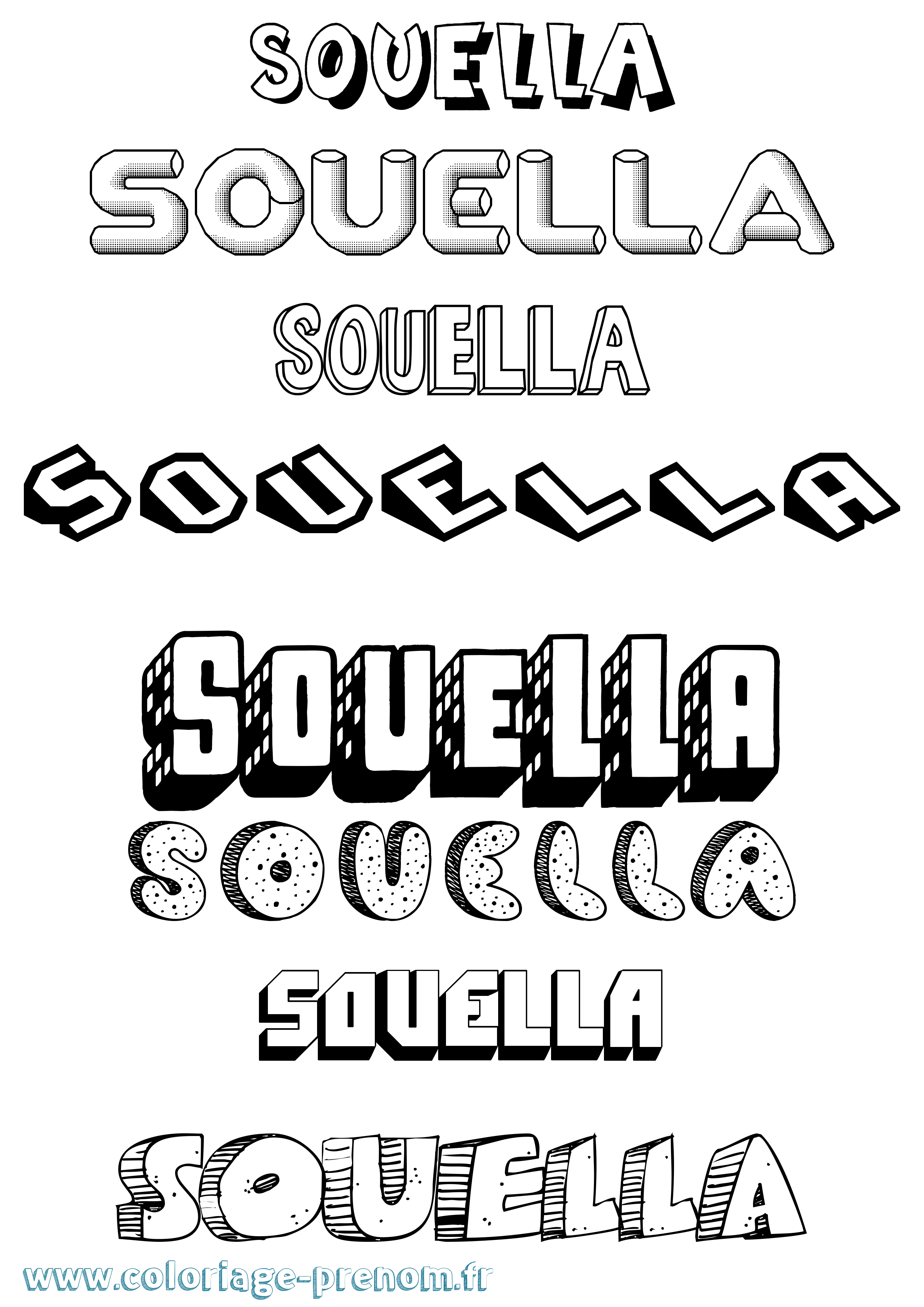 Coloriage Souella Effet 3D Coloriage prénom Souella Effet 3D