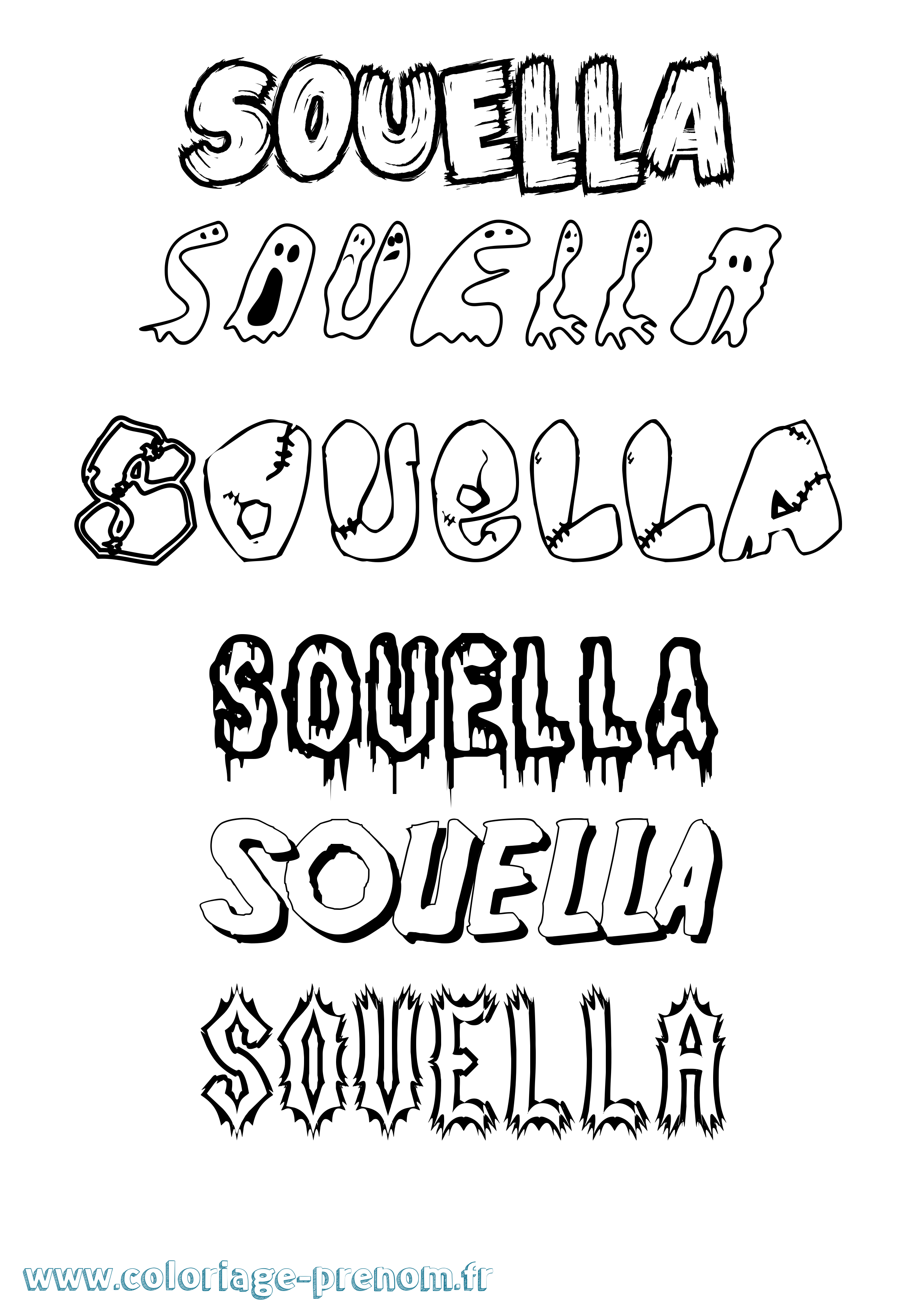 Coloriage Souella Frisson Coloriage prénom Souella Frisson