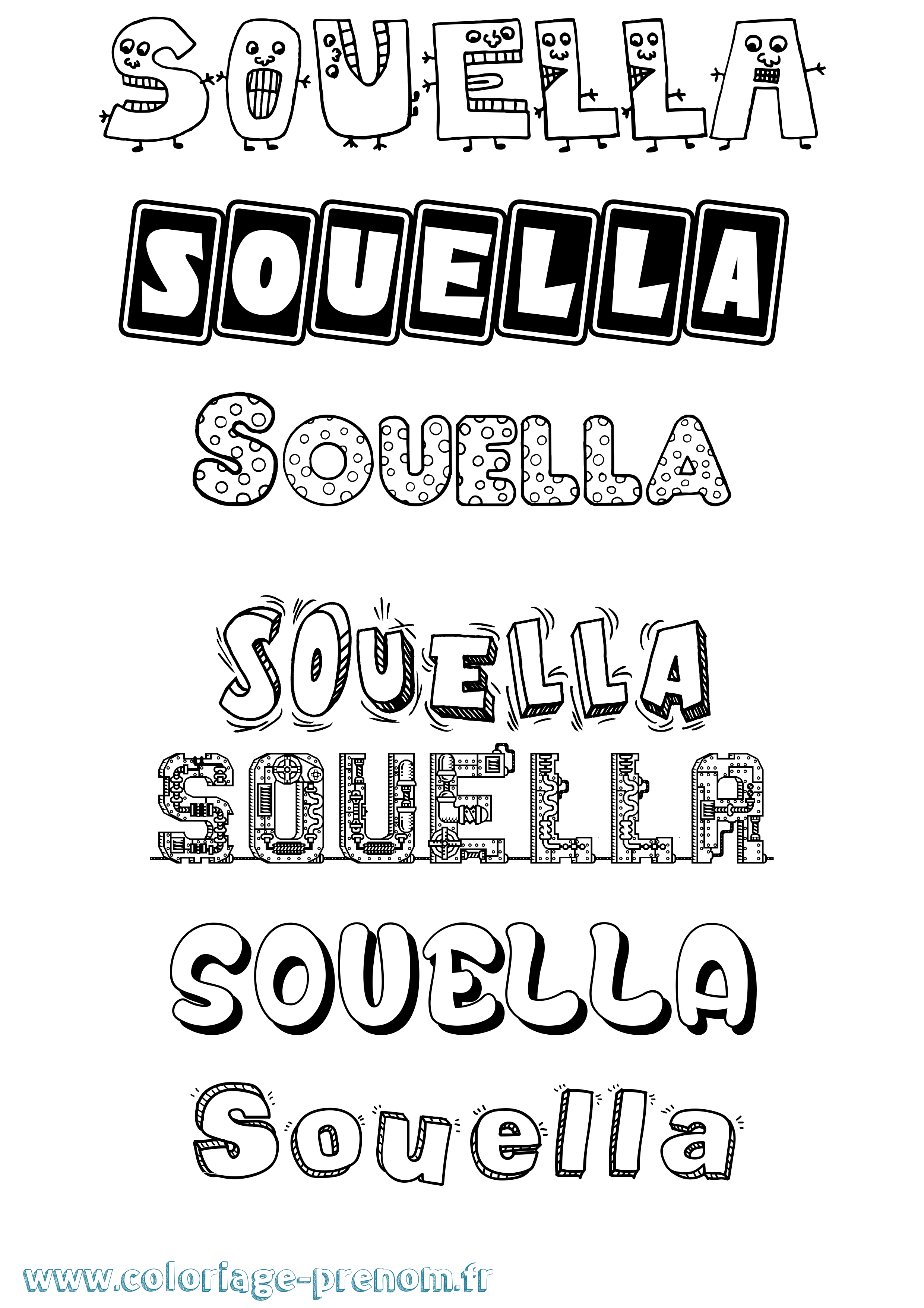 Coloriage Souella Fun Coloriage prénom Souella Fun