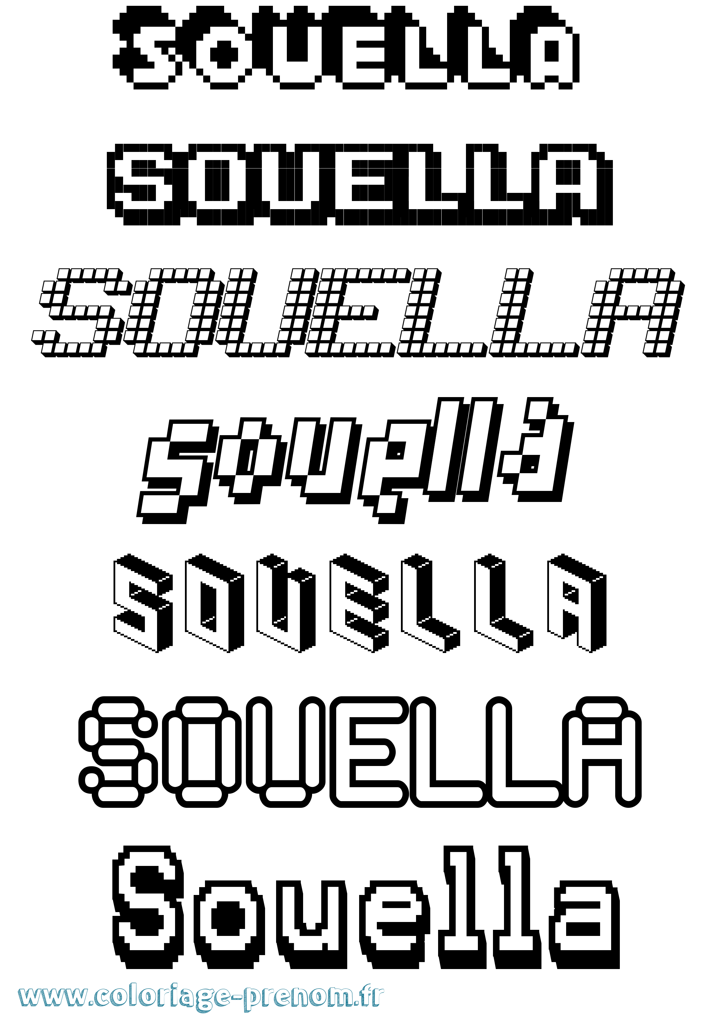 Coloriage Souella Pixel Coloriage prénom Souella Pixel