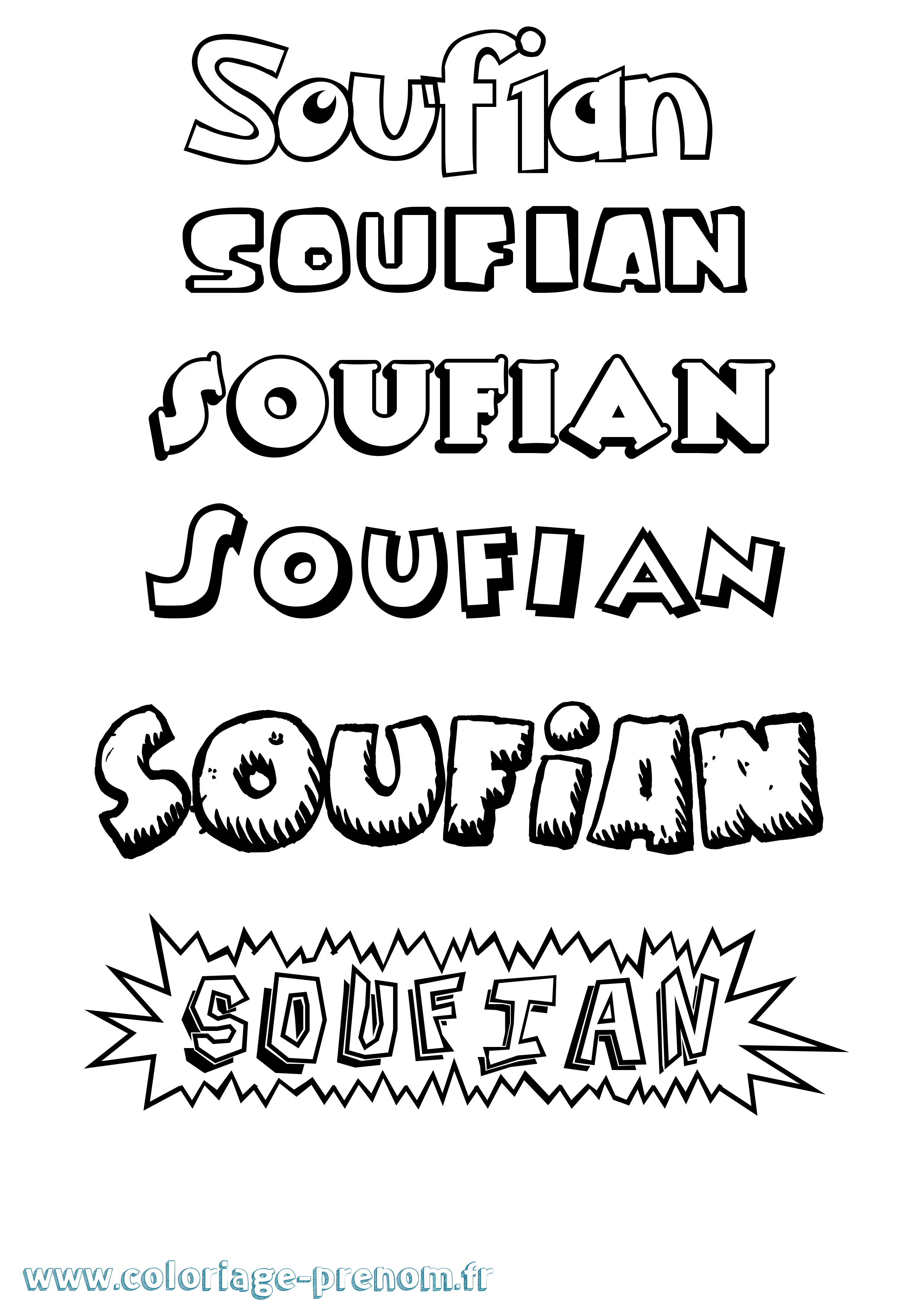 Coloriage Soufian Dessin Animé Coloriage prénom Soufian Dessin Animé