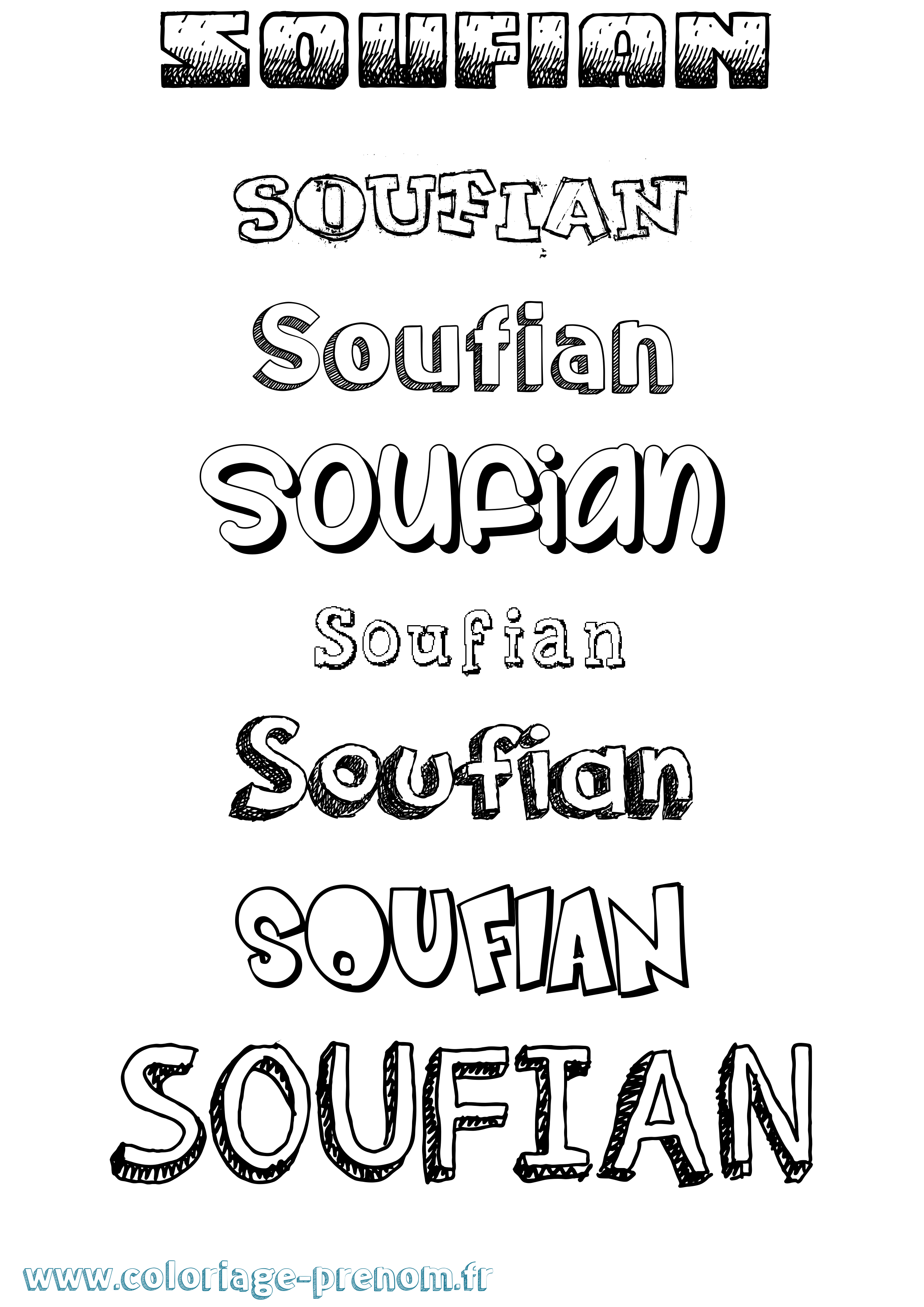 Coloriage Soufian Dessiné Coloriage prénom Soufian Dessiné