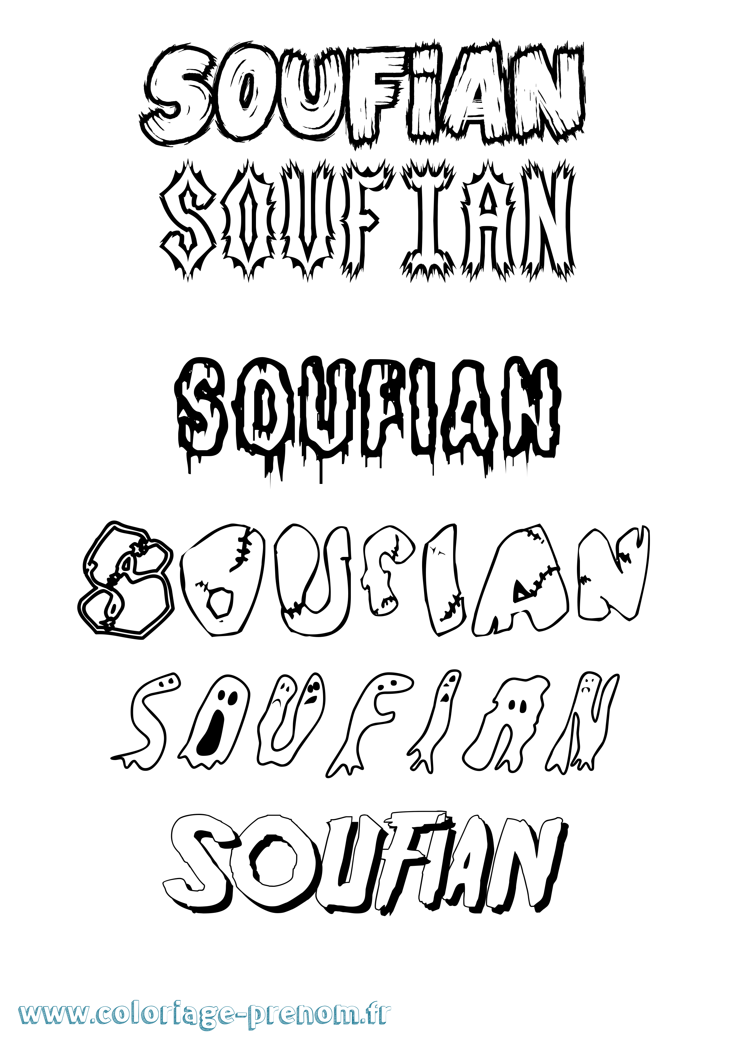 Coloriage Soufian Frisson Coloriage prénom Soufian Frisson