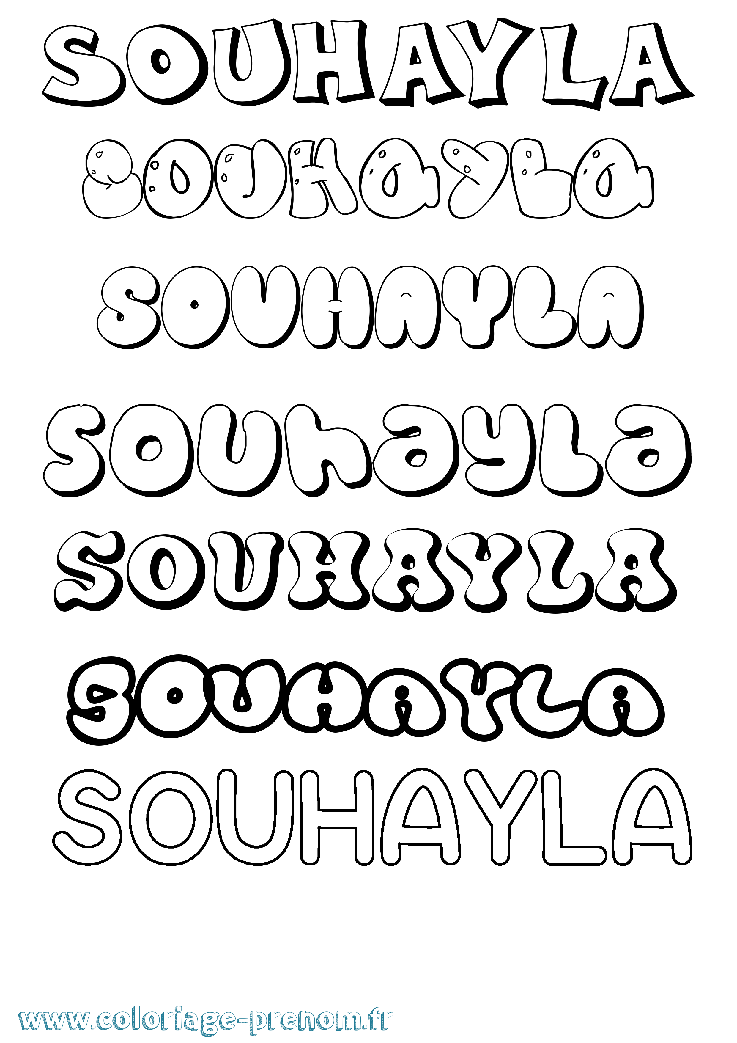 Coloriage Souhayla Bubble Coloriage prénom Souhayla Bubble
