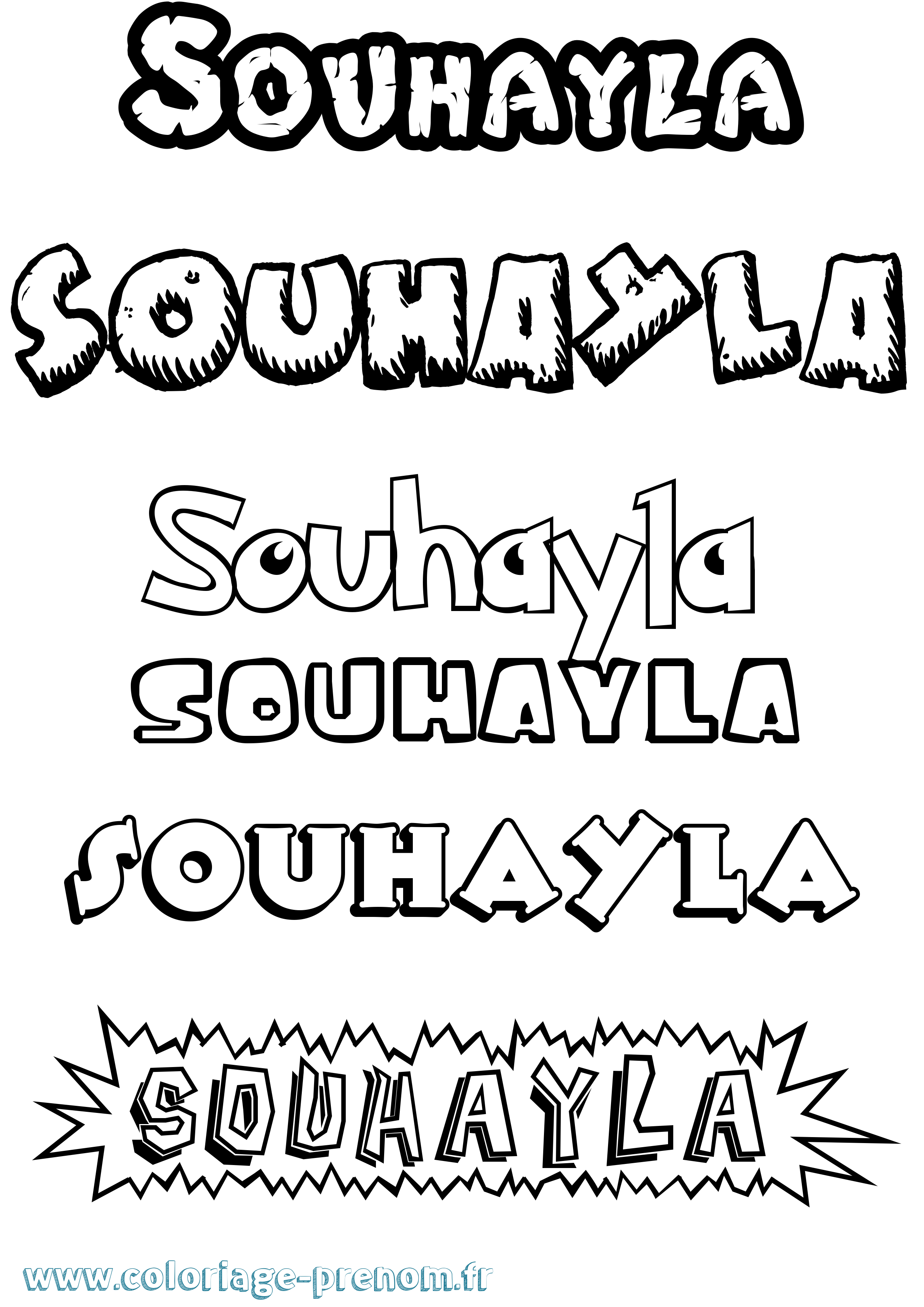 Coloriage Souhayla Dessin Animé Coloriage prénom Souhayla Dessin Animé
