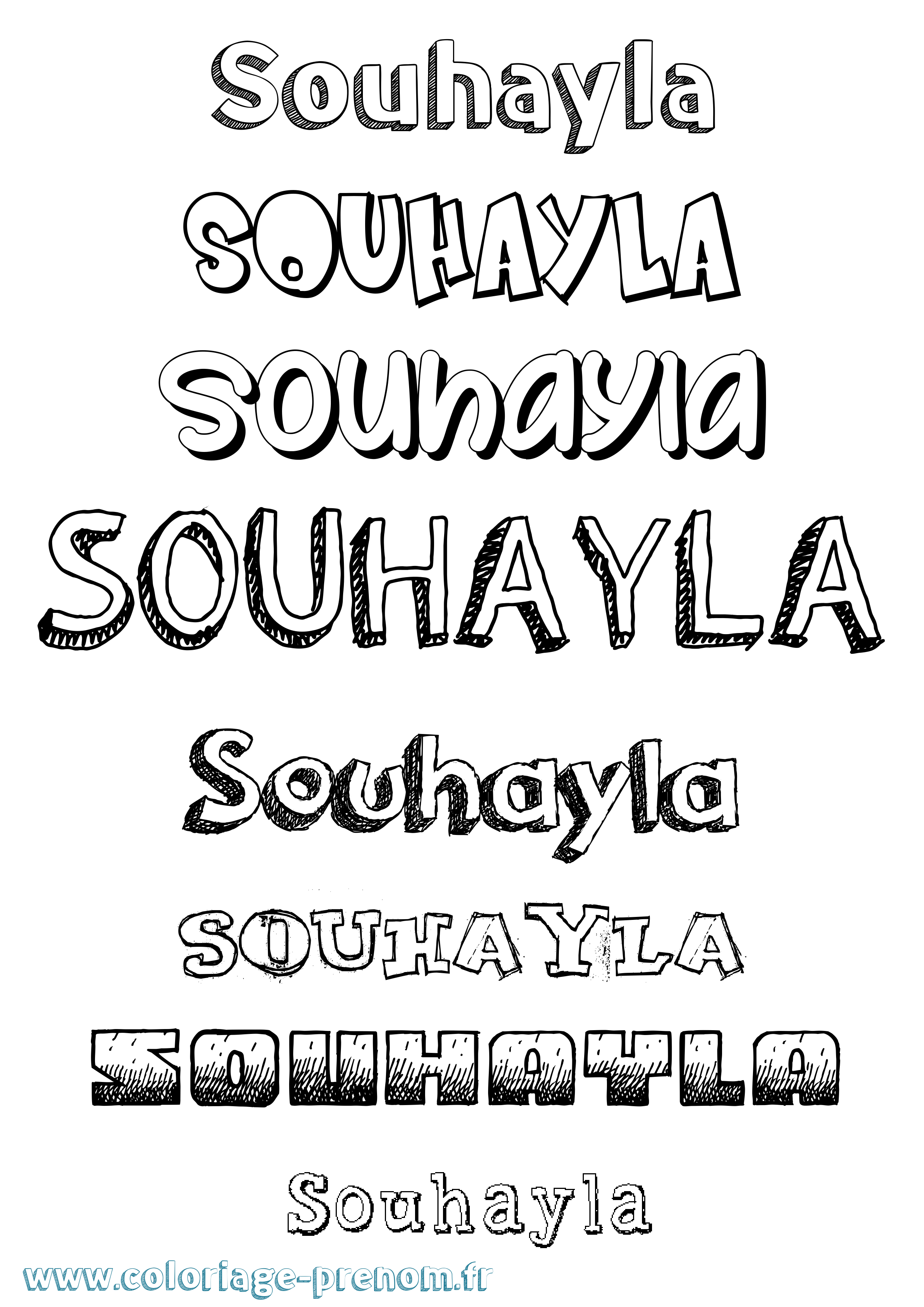 Coloriage Souhayla Dessiné Coloriage prénom Souhayla Dessiné