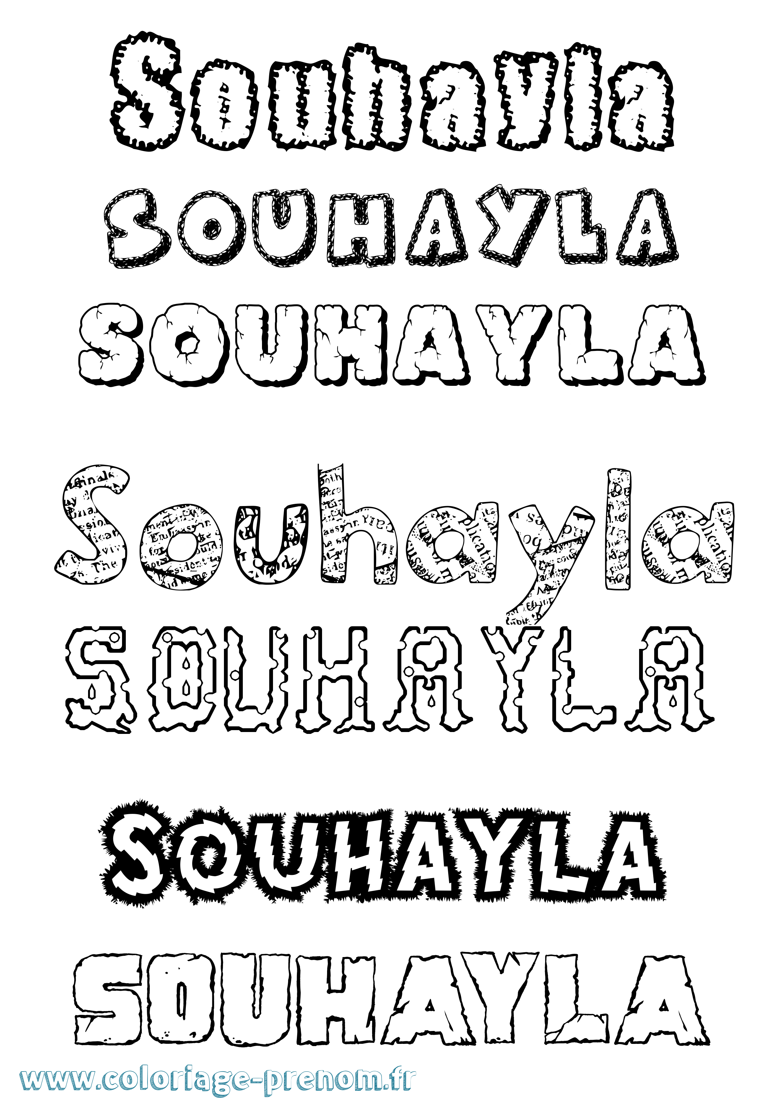 Coloriage Souhayla Destructuré Coloriage prénom Souhayla Destructuré