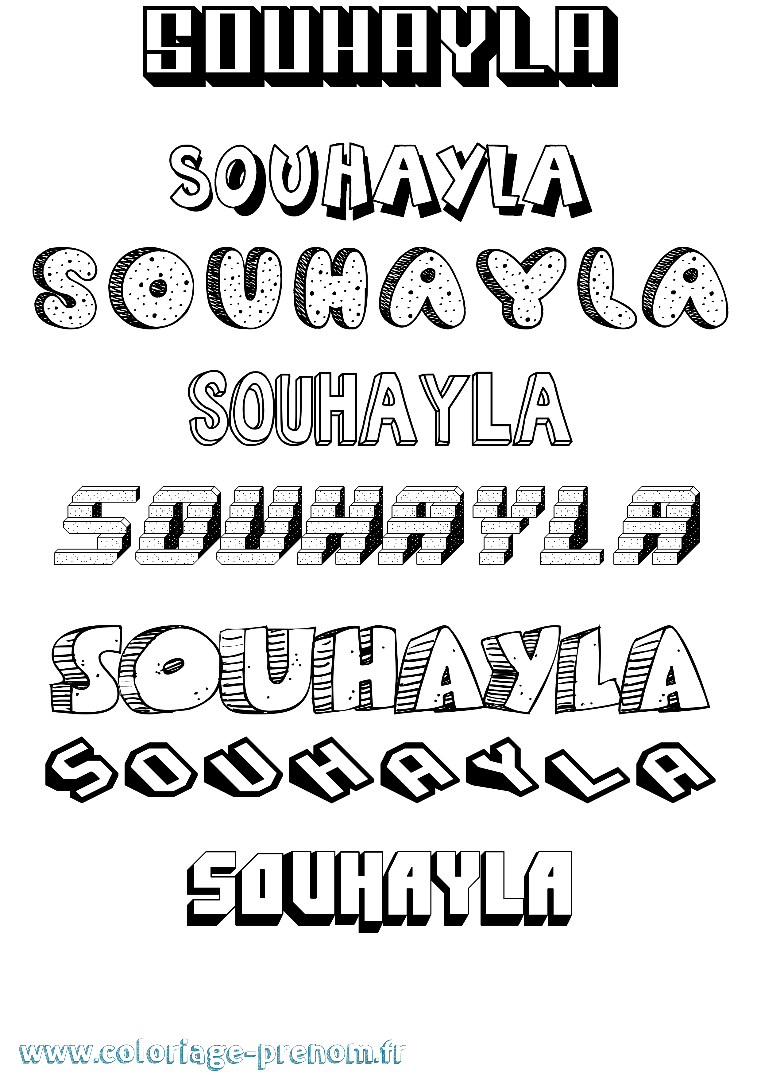 Coloriage Souhayla Effet 3D Coloriage prénom Souhayla Effet 3D