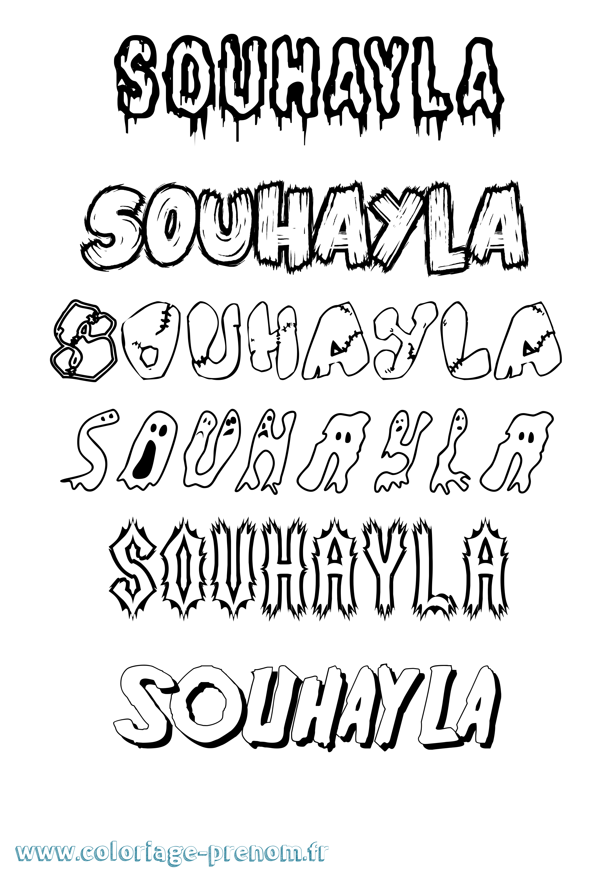 Coloriage Souhayla Frisson Coloriage prénom Souhayla Frisson