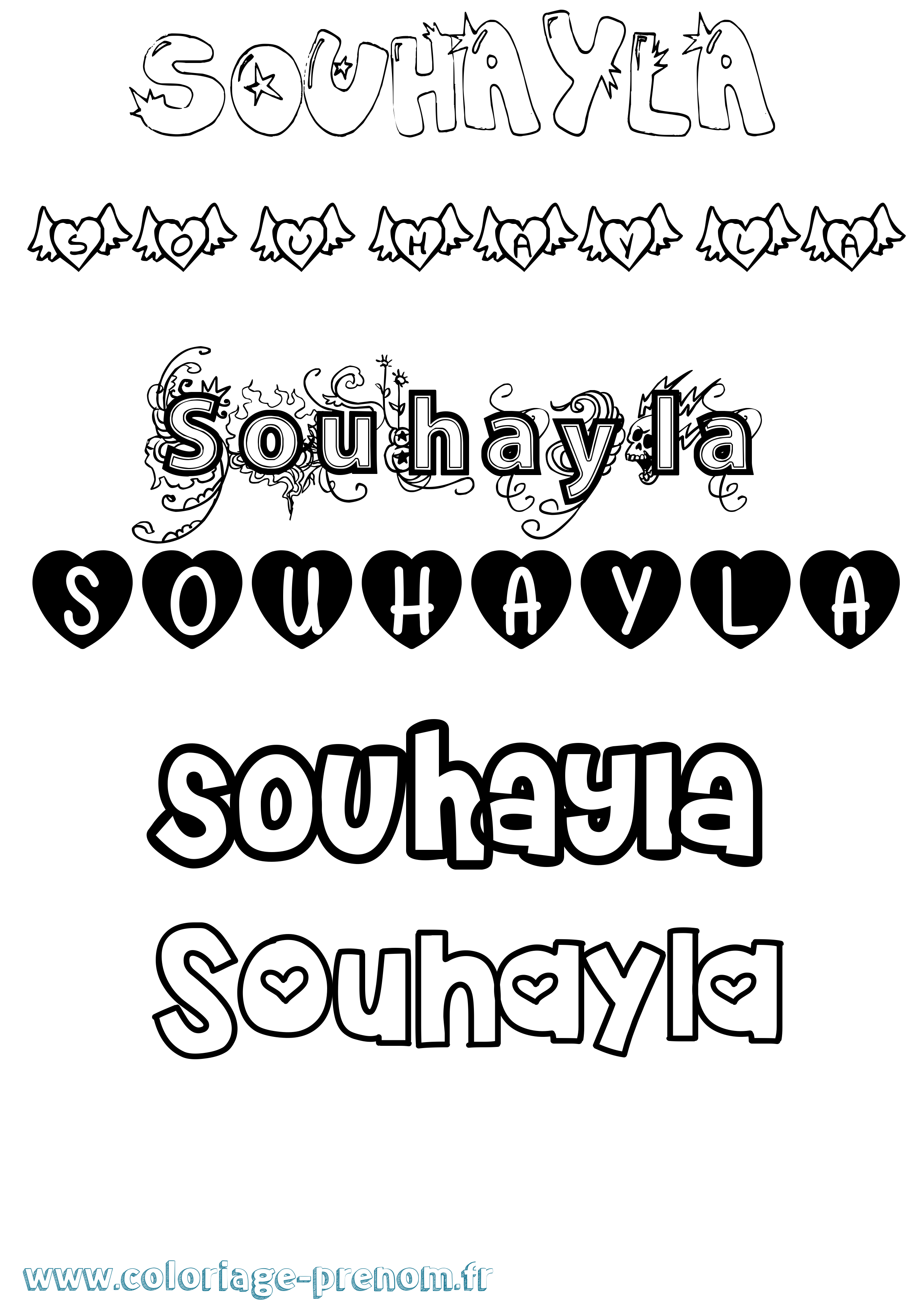 Coloriage Souhayla Girly Coloriage prénom Souhayla Girly