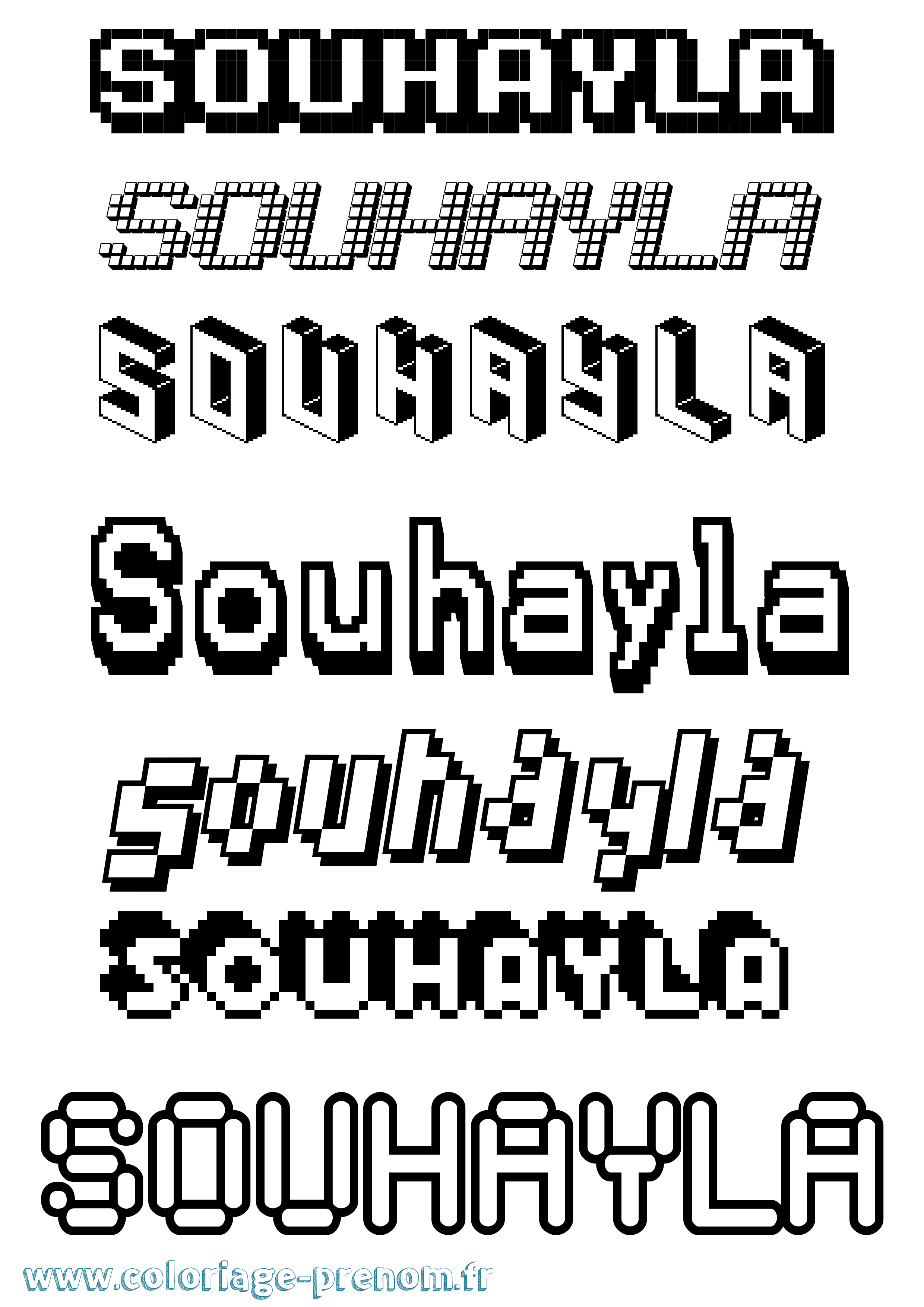 Coloriage Souhayla Pixel Coloriage prénom Souhayla Pixel