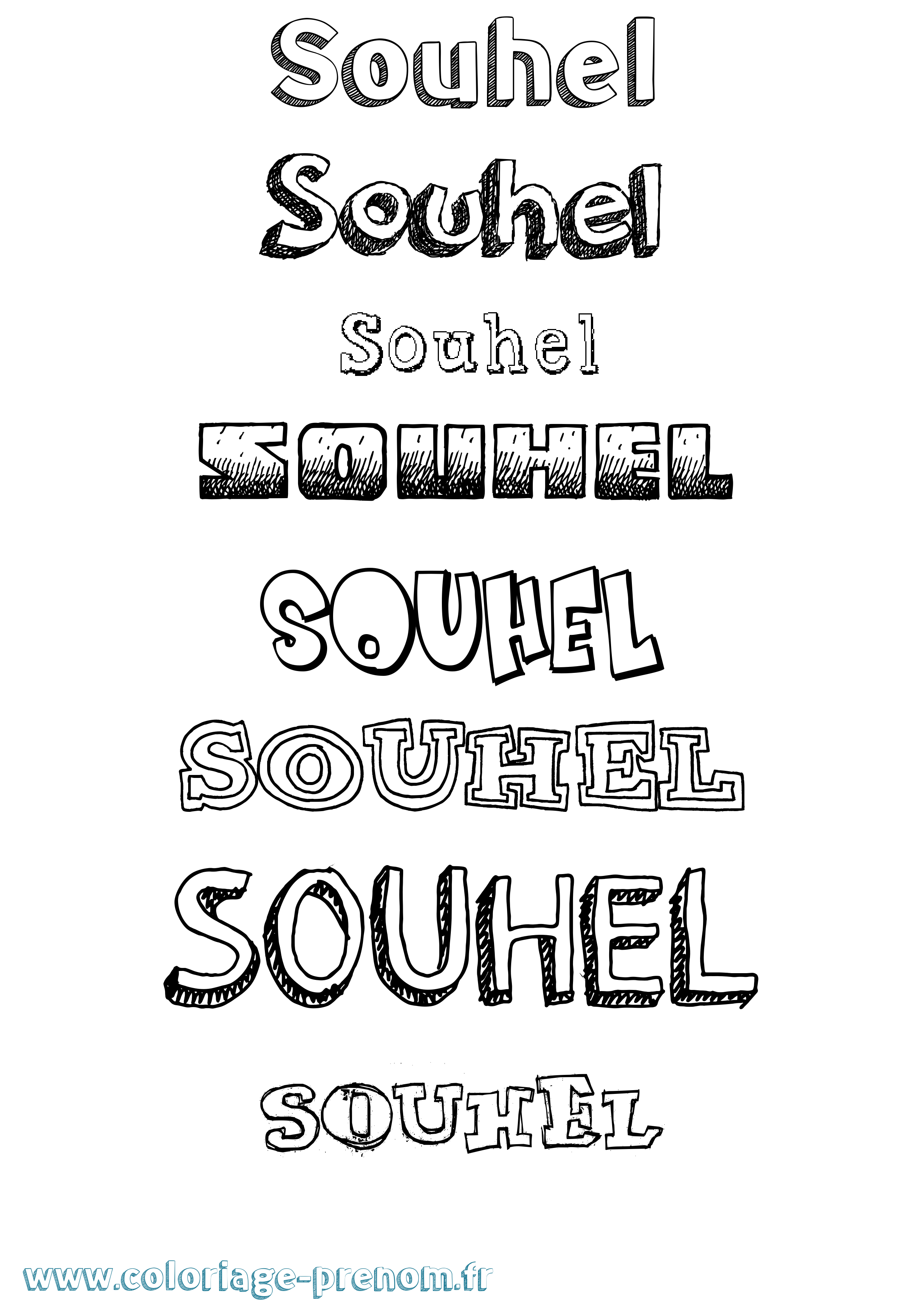 Coloriage Souhel Dessiné Coloriage prénom Souhel Dessiné