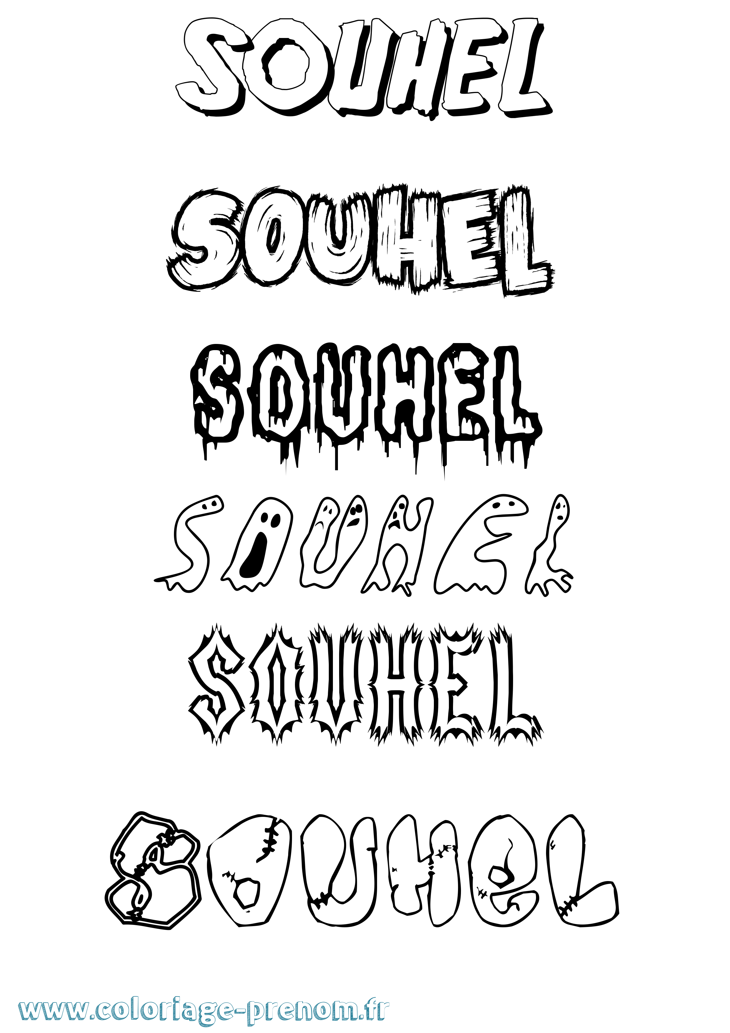 Coloriage Souhel Frisson Coloriage prénom Souhel Frisson