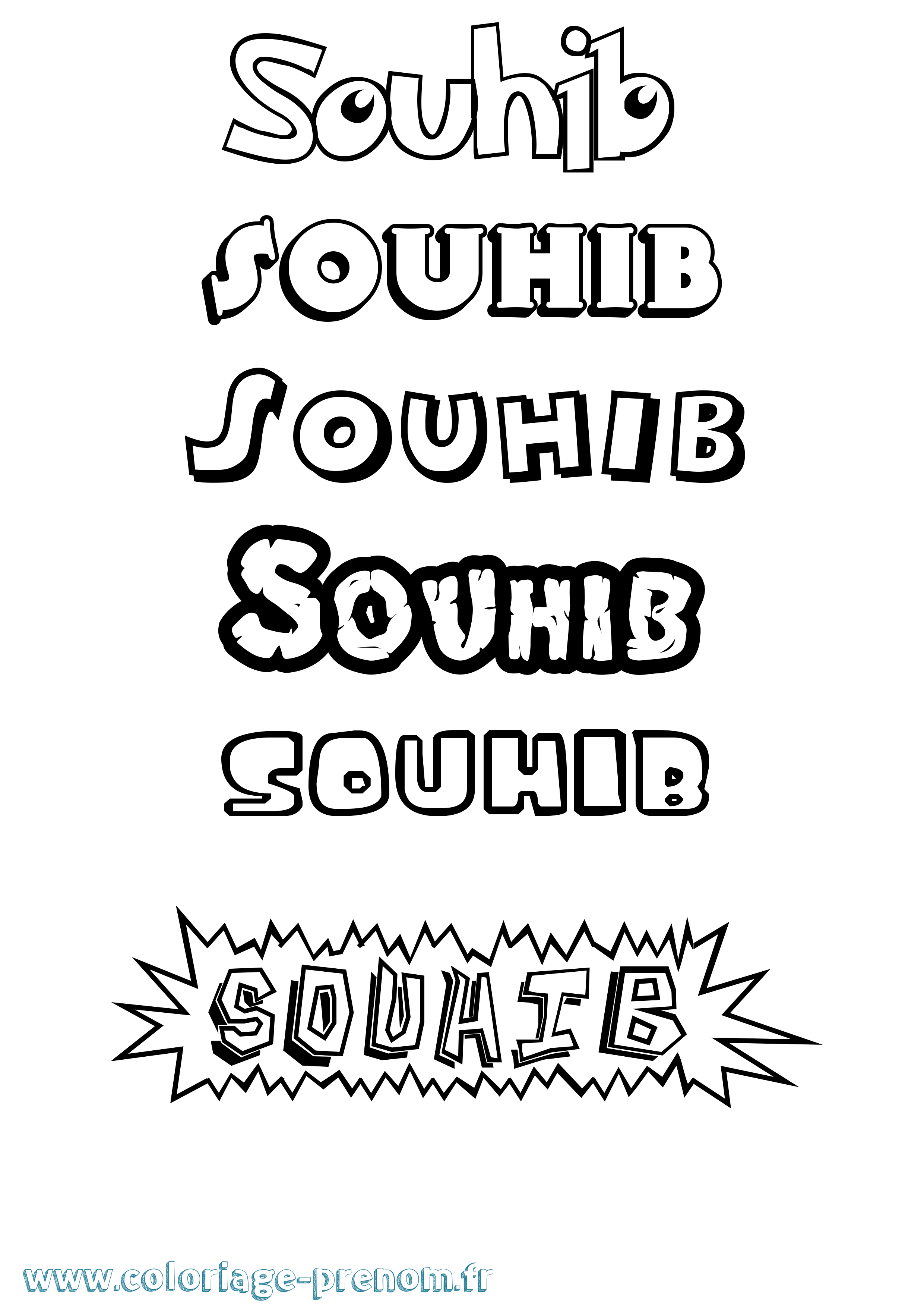 Coloriage Souhib Dessin Animé Coloriage prénom Souhib Dessin Animé