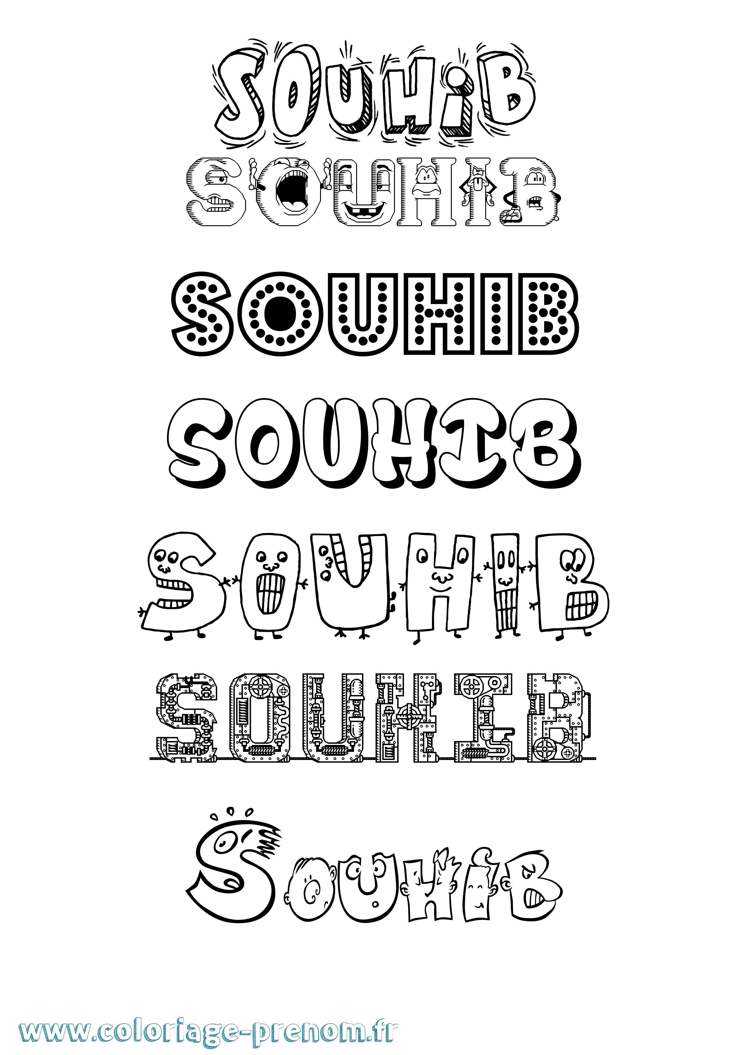 Coloriage Souhib Fun Coloriage prénom Souhib Fun