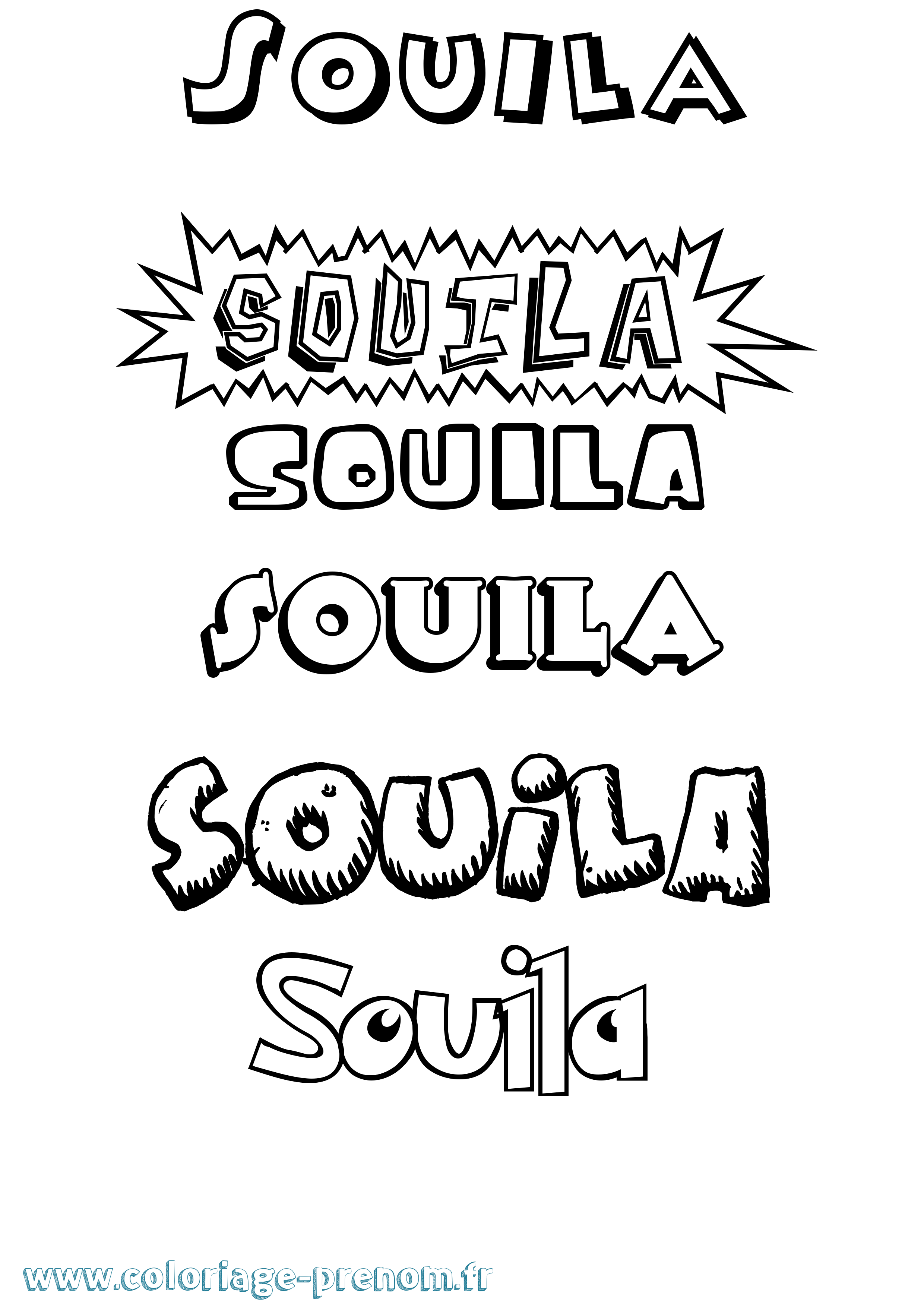 Coloriage Souila Dessin Animé Coloriage prénom Souila Dessin Animé