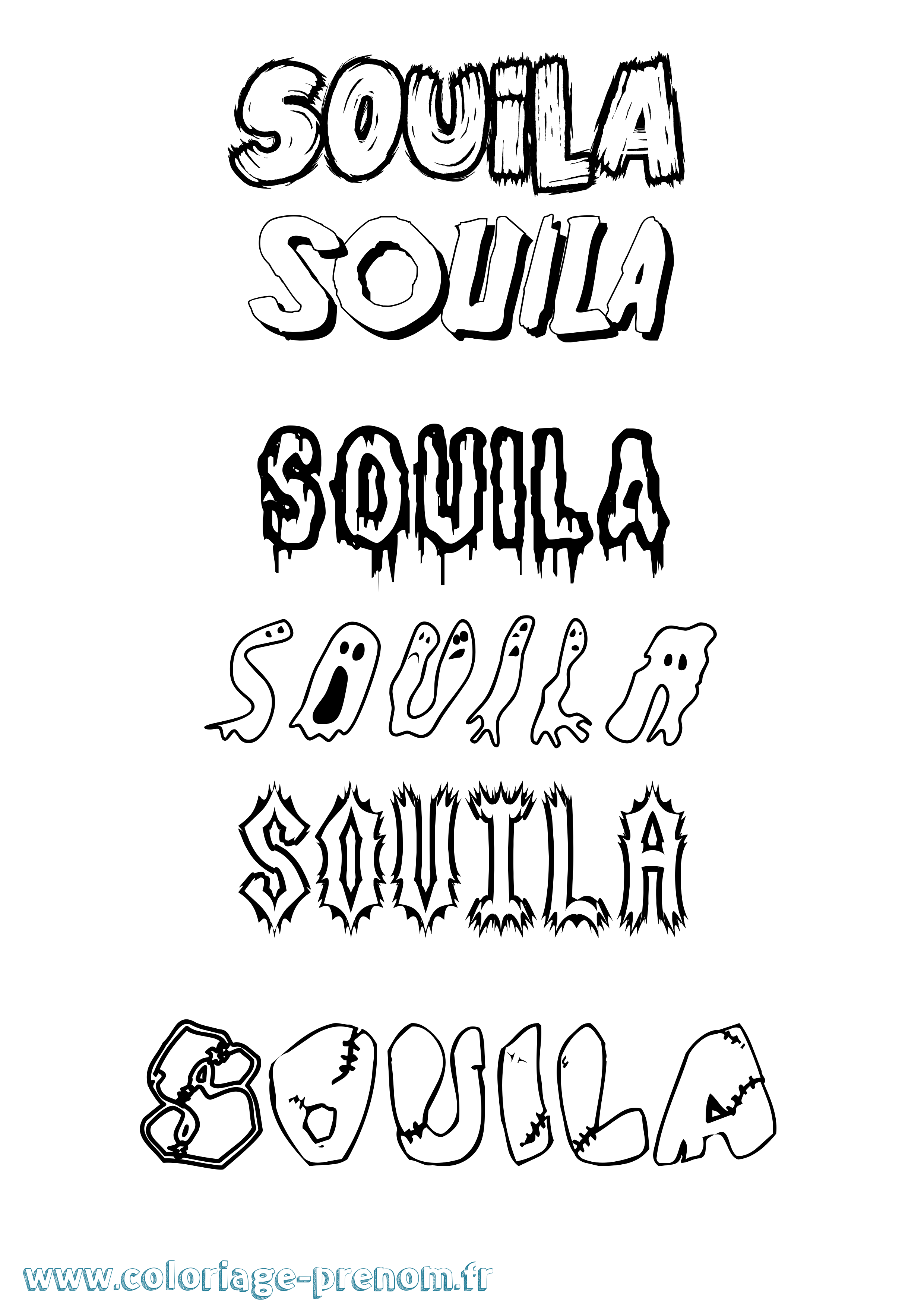 Coloriage Souila Frisson Coloriage prénom Souila Frisson
