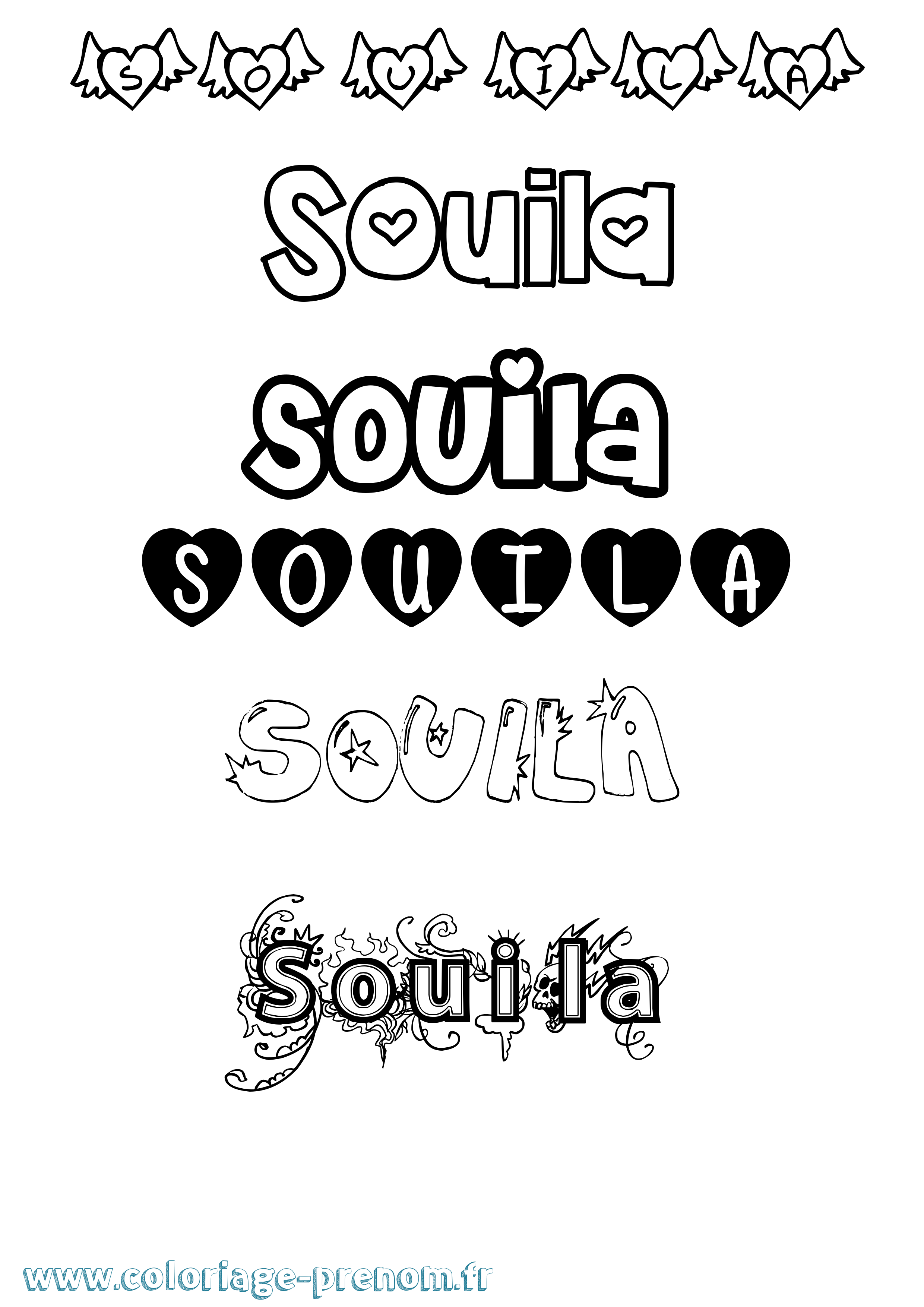 Coloriage Souila Girly Coloriage prénom Souila Girly