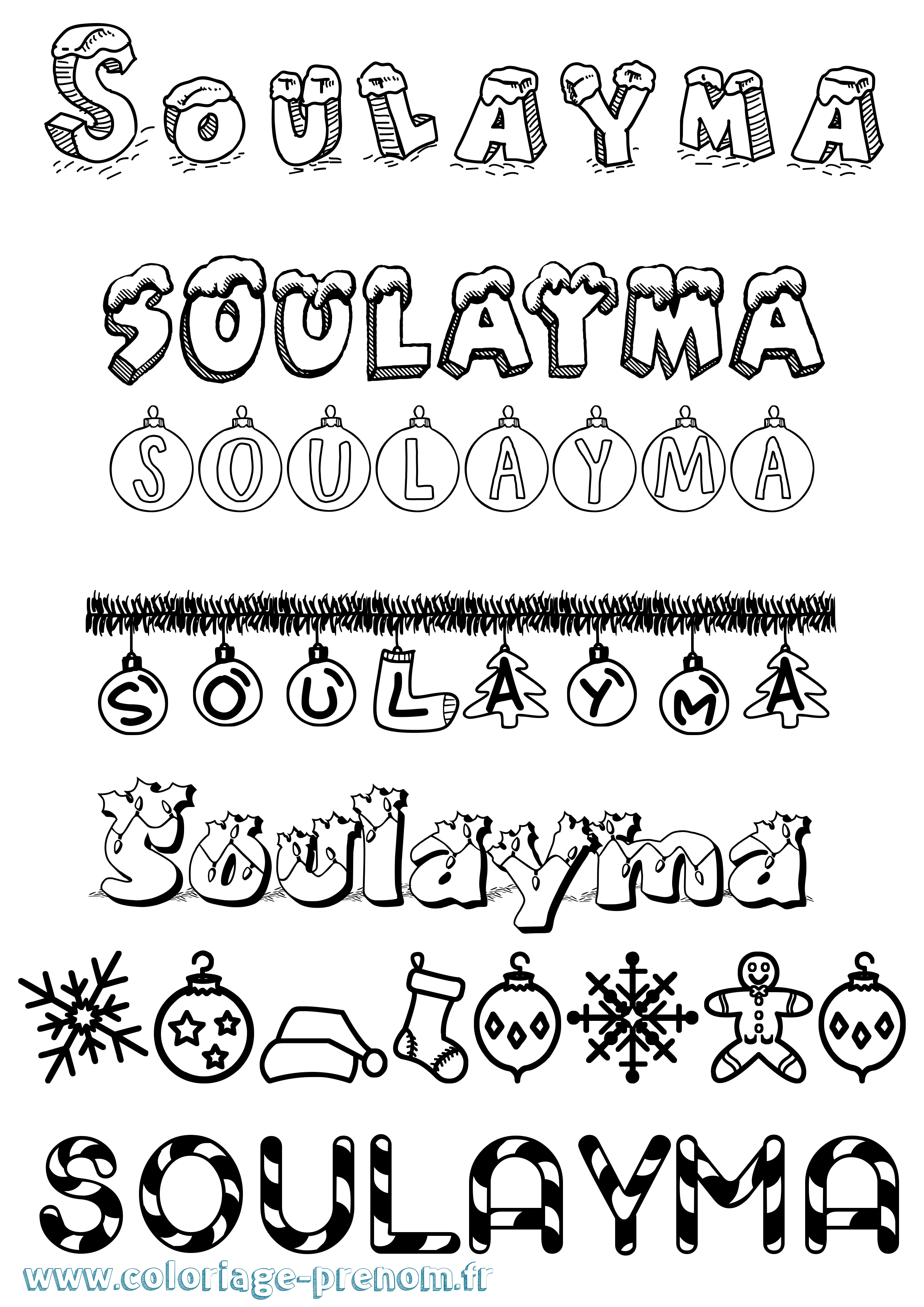 Coloriage Soulayma Noël Coloriage prénom Soulayma Noël