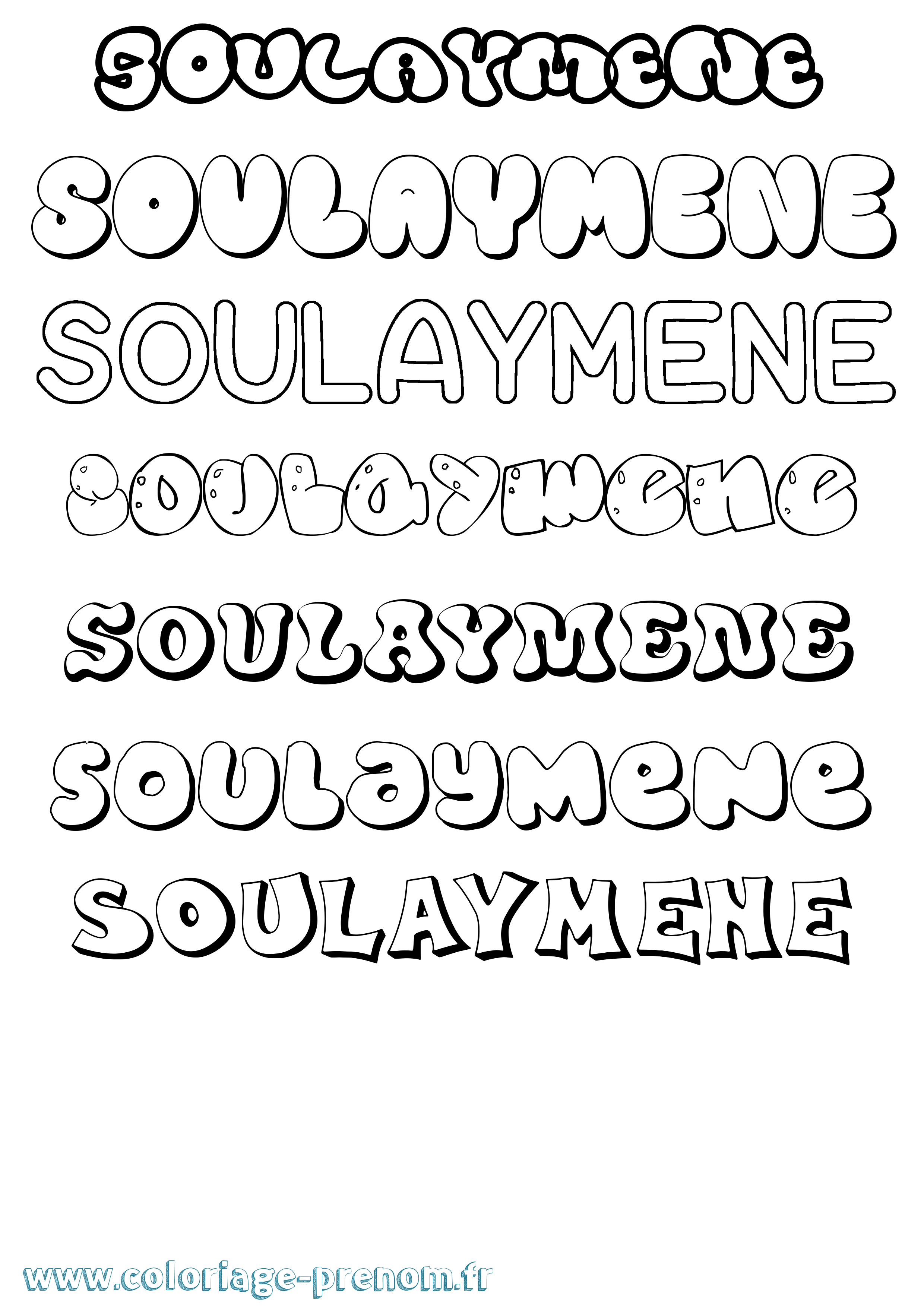Coloriage Soulaymene Bubble Coloriage prénom Soulaymene Bubble