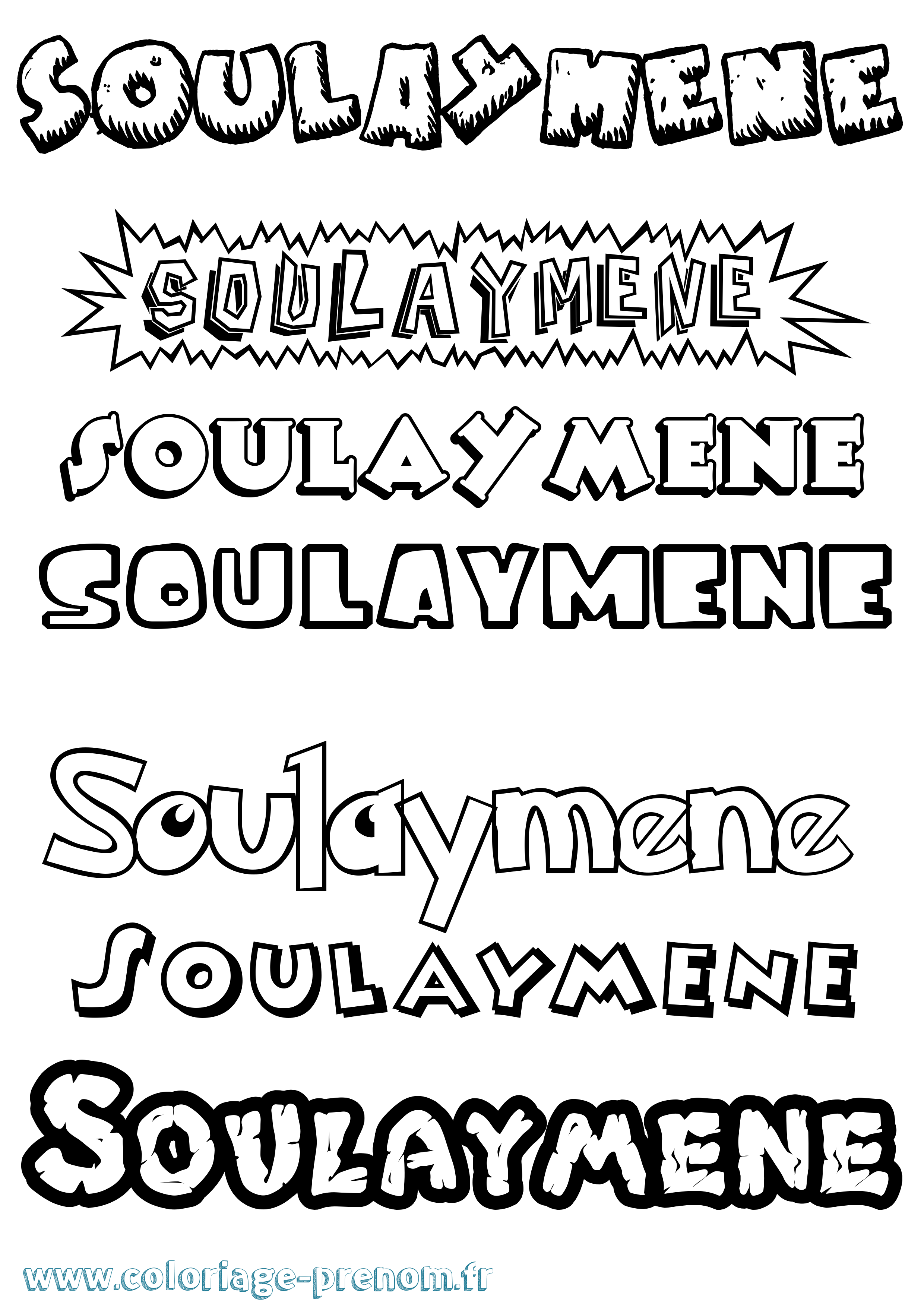 Coloriage Soulaymene Dessin Animé Coloriage prénom Soulaymene Dessin Animé