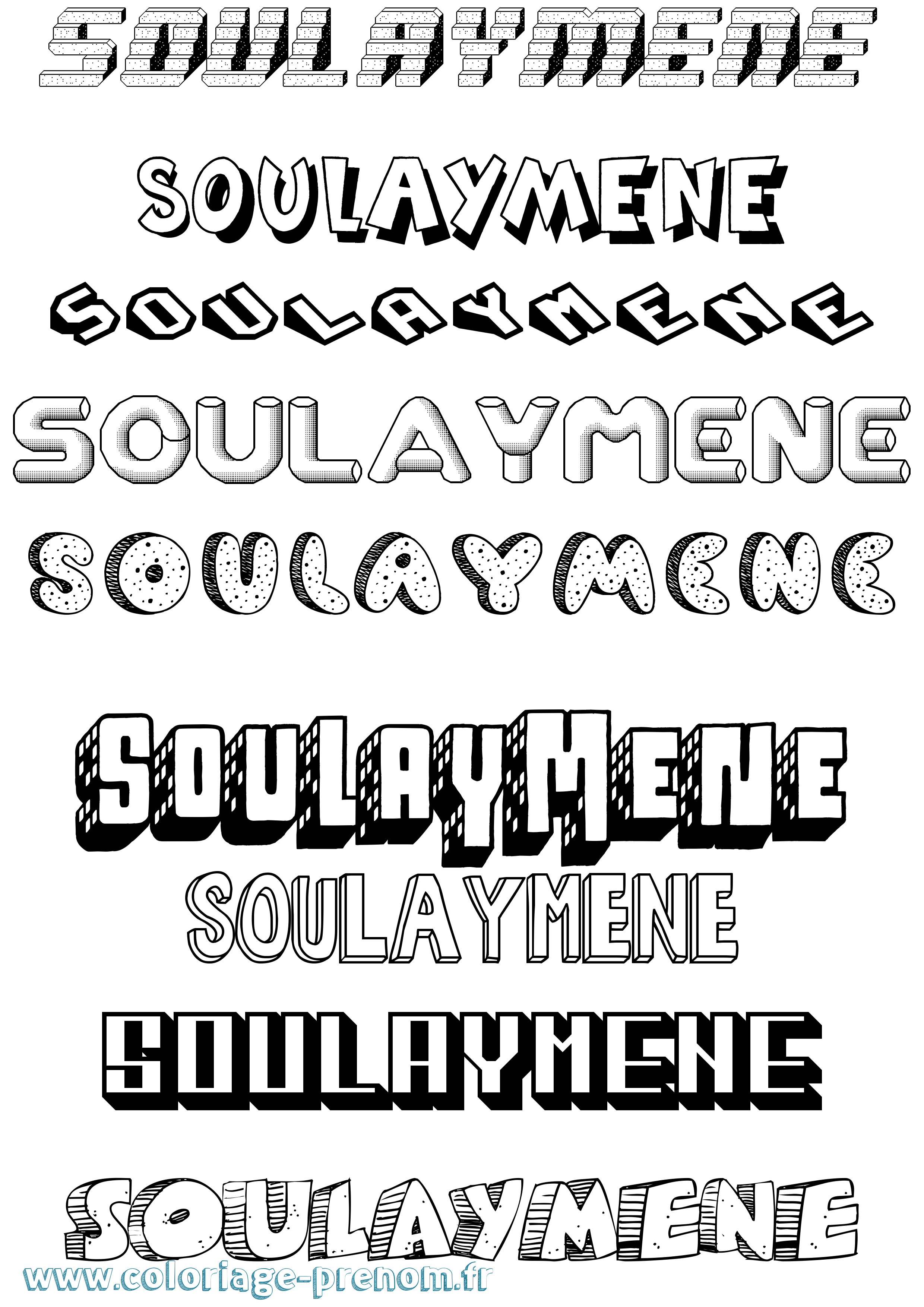 Coloriage Soulaymene Effet 3D Coloriage prénom Soulaymene Effet 3D